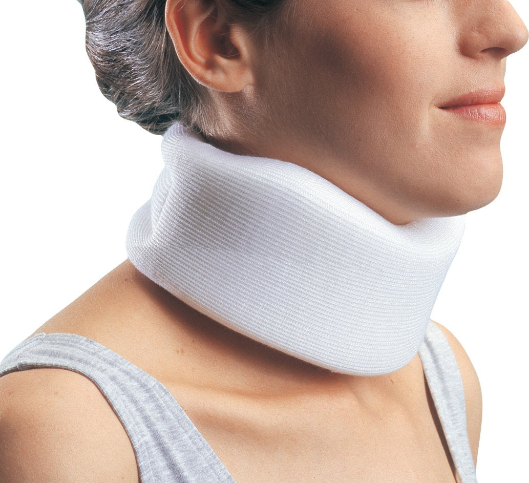 ProCare low contour cervical collar neck brace for short-neck wearers with cotton stockinette cover