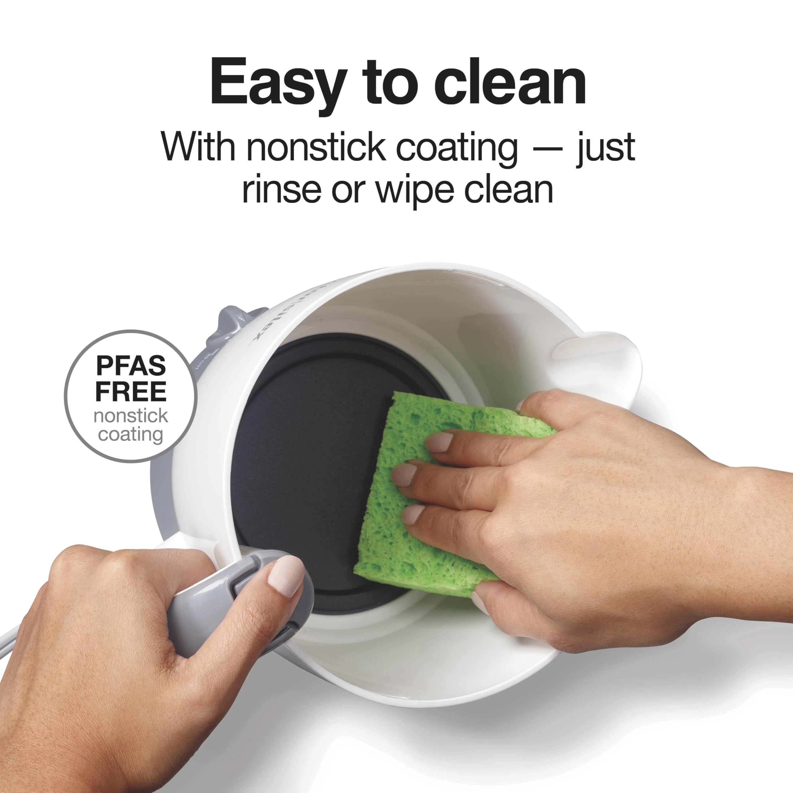 Removable lid and soft grip handle detail