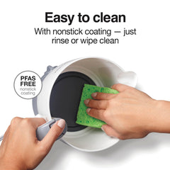 Removable lid and soft grip handle detail