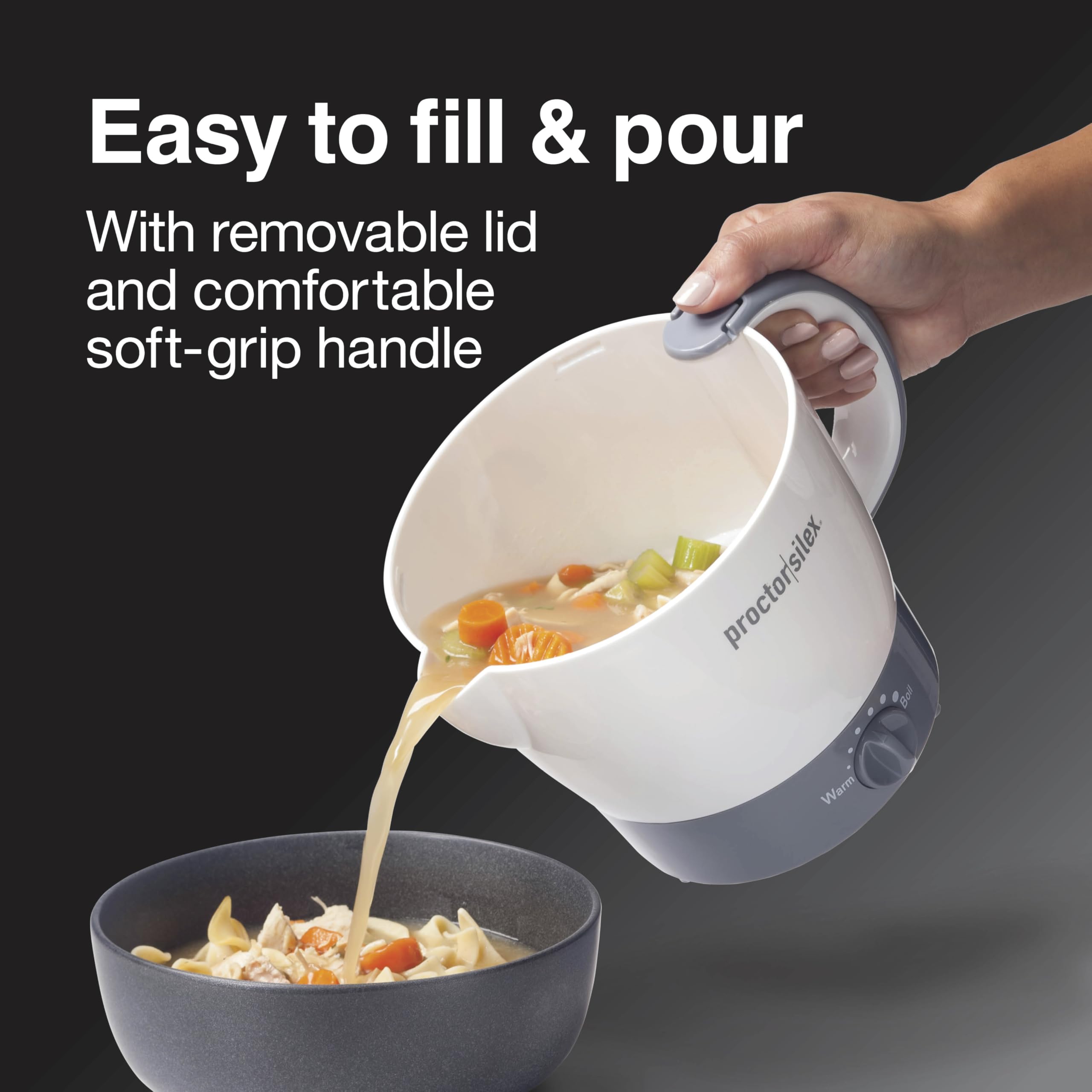 White Proctor Silex 32oz hot pot on kitchen counter