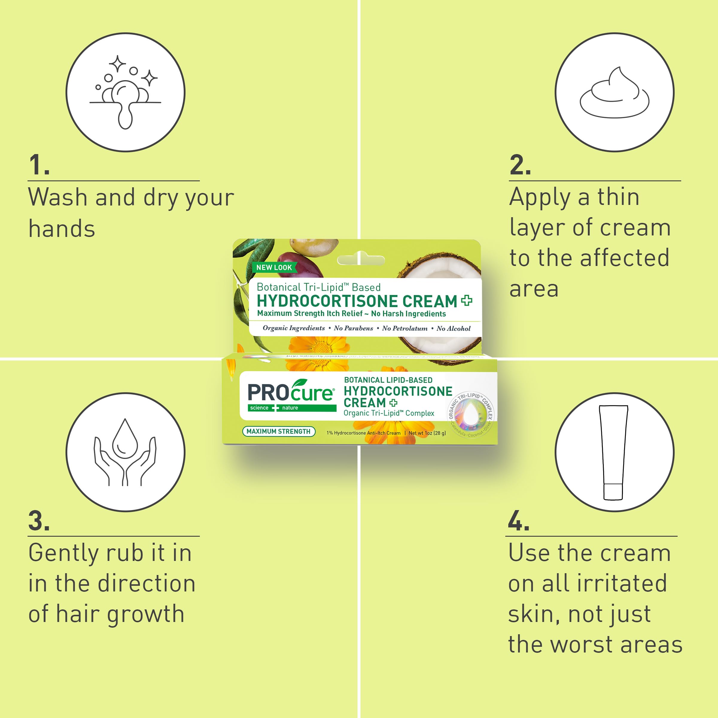Hydrocortisone cream 1% PROcure Calendula Coconut Oil product