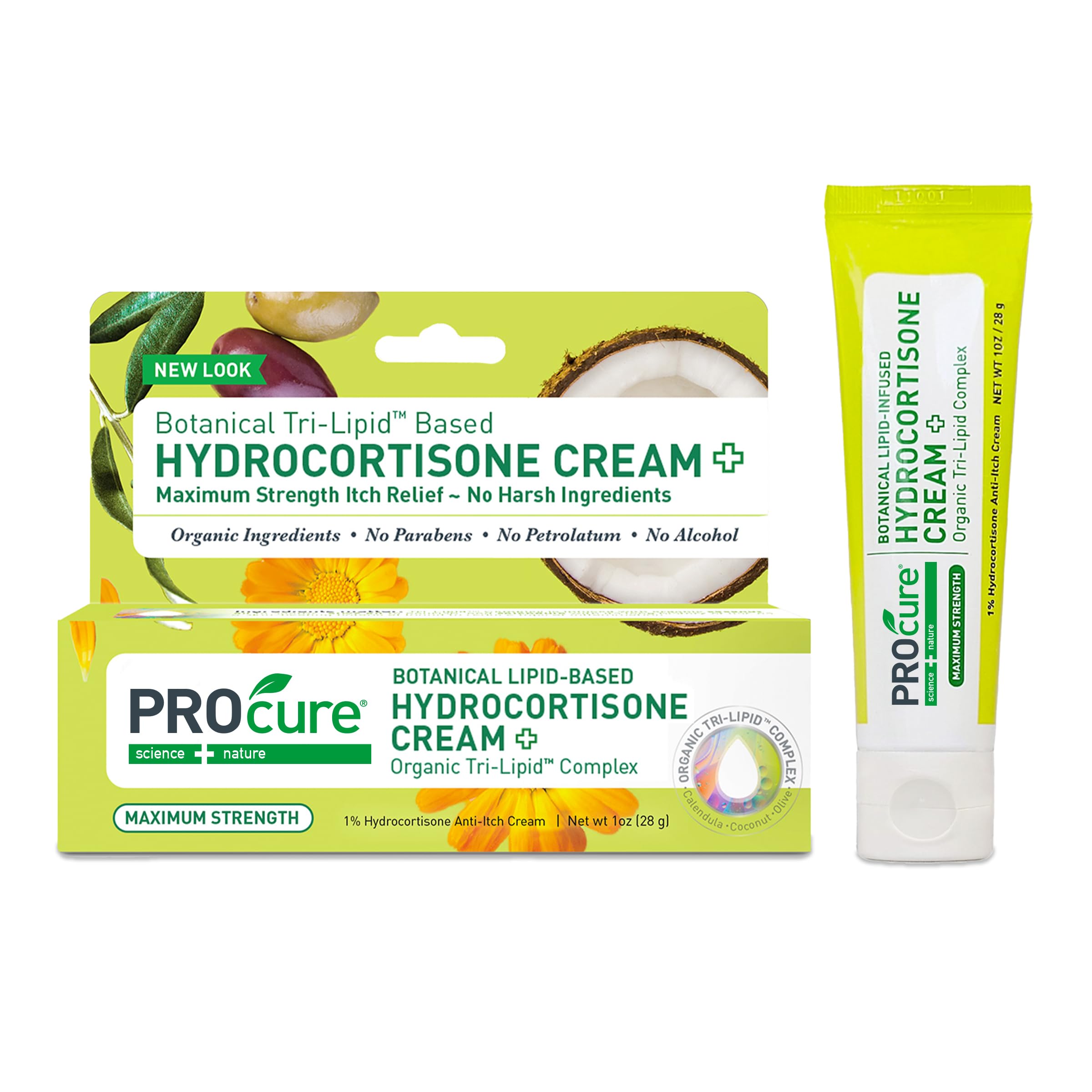 PROcure Max Strength Hydrocortisone Cream 1% Calendula Coconut Oil tube