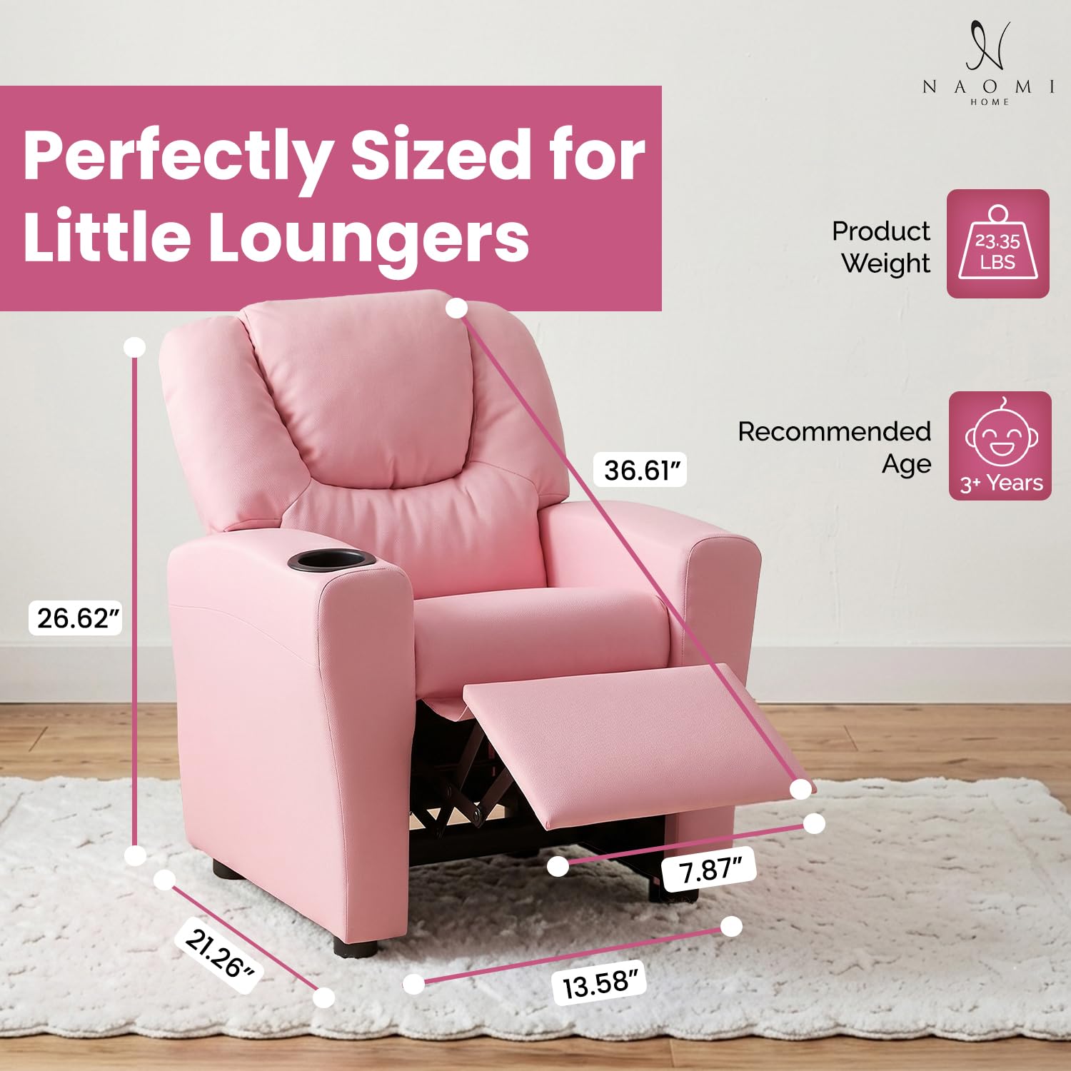 Overall product image of Naomi Home Suri Kids Recliner Chair