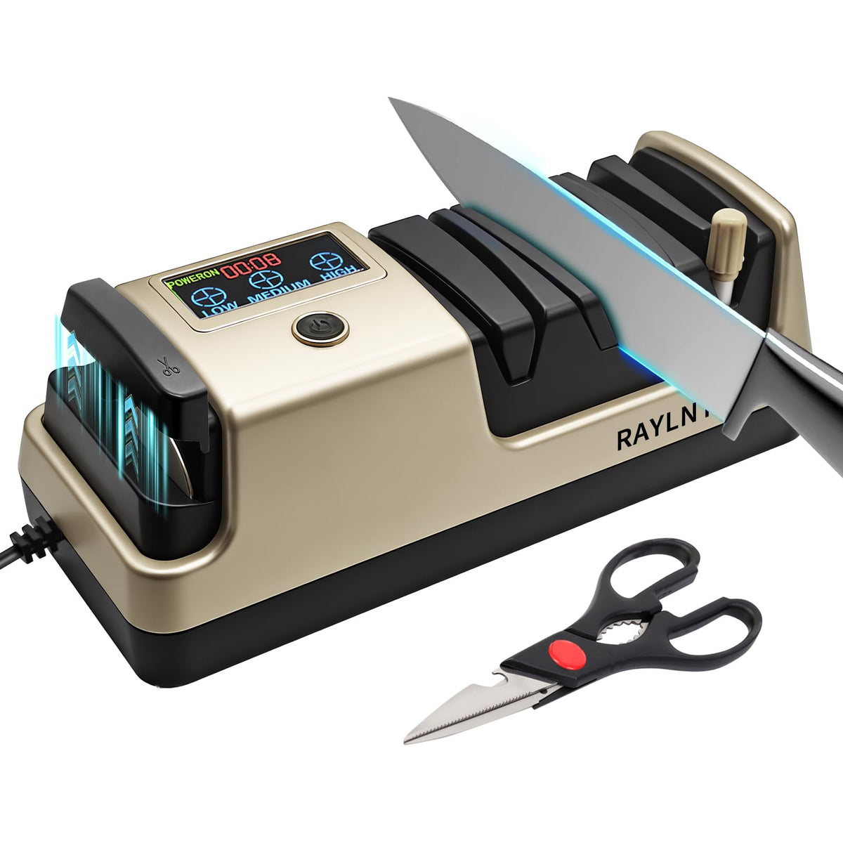 Professional 5-in-1 electric knife sharpener with LCD display