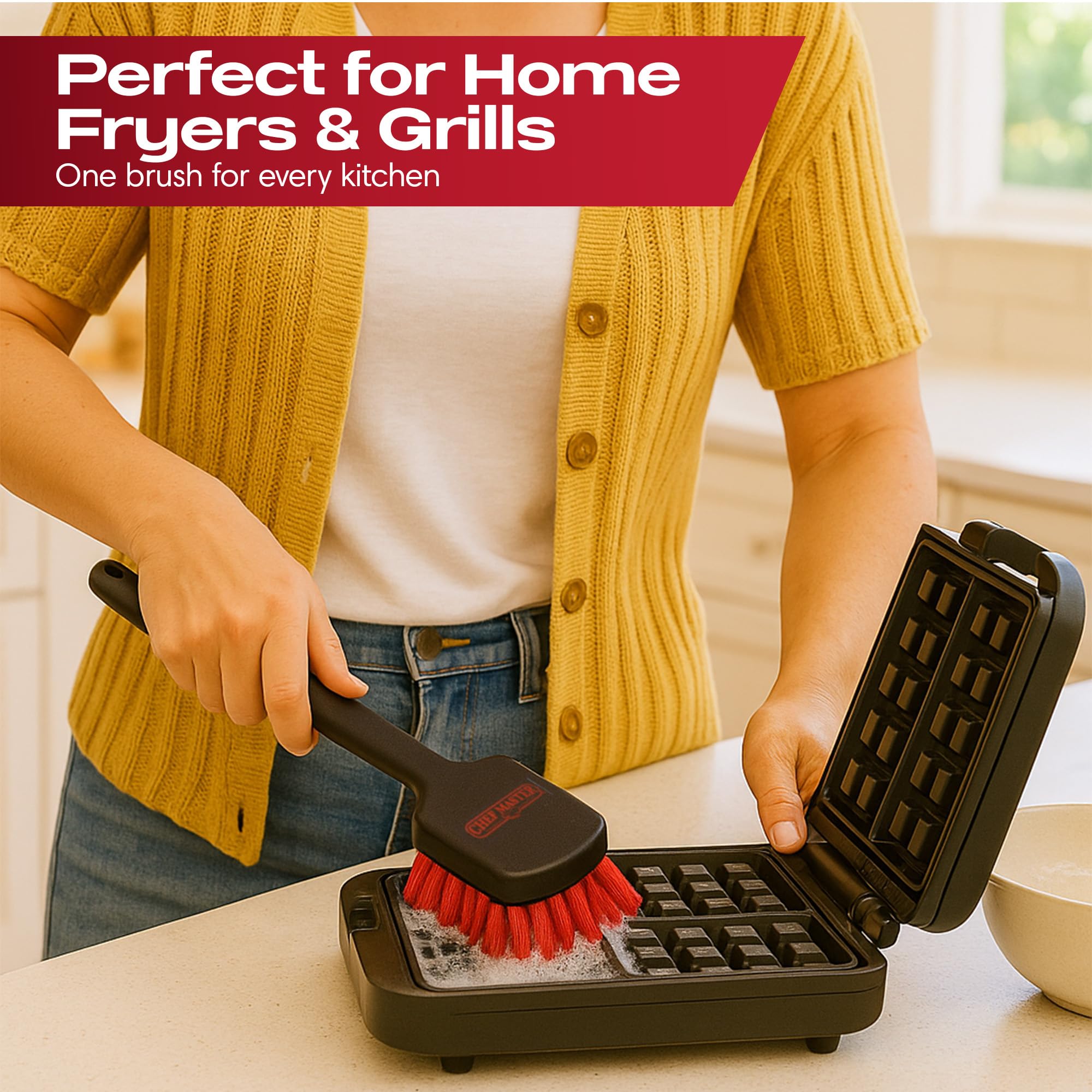 Professional-grade fryer cleaning brush for commercial appliances