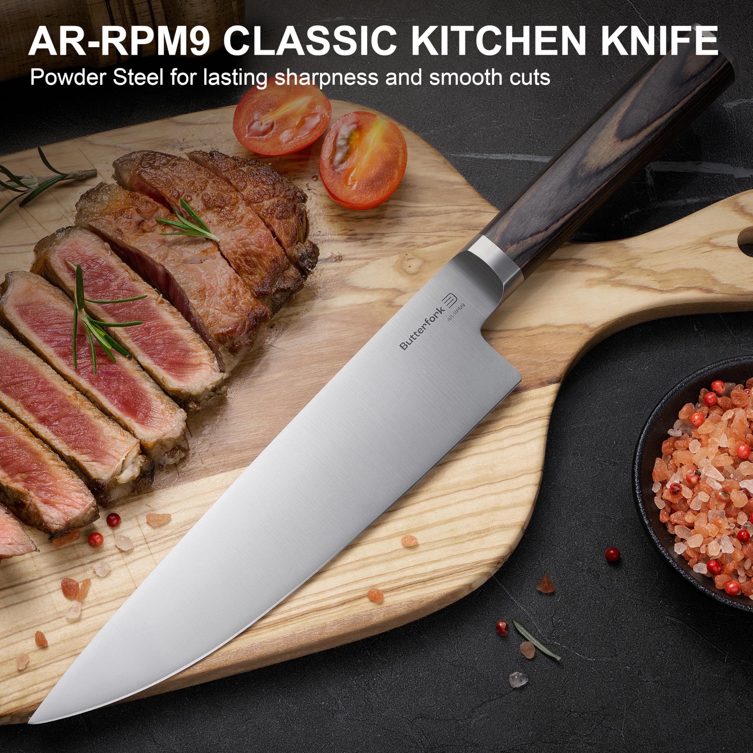 Rockwell hardness 60±2 for durable Butterfork knife edge