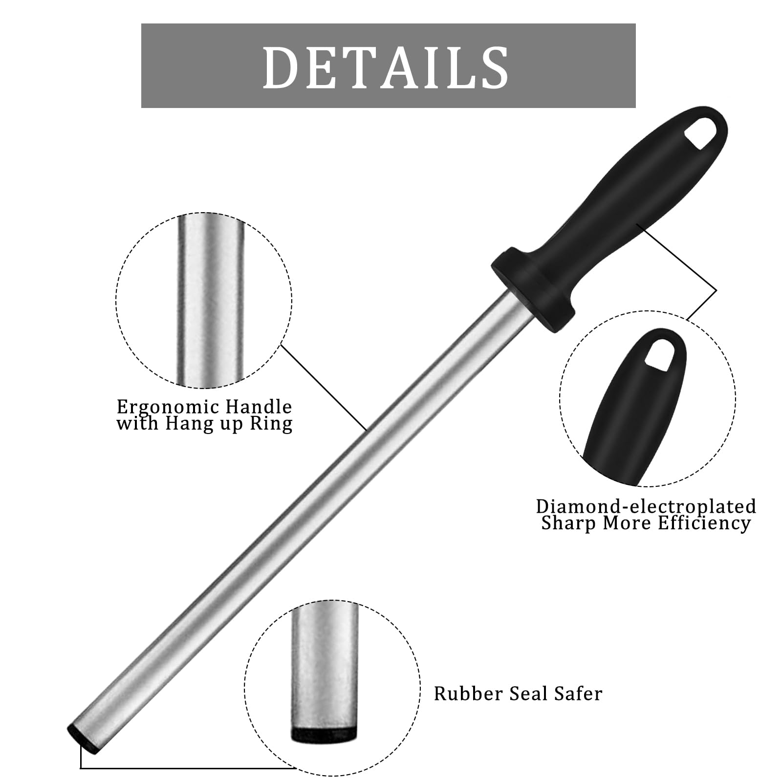 nickel-chrome coated honing steel for rust resistance