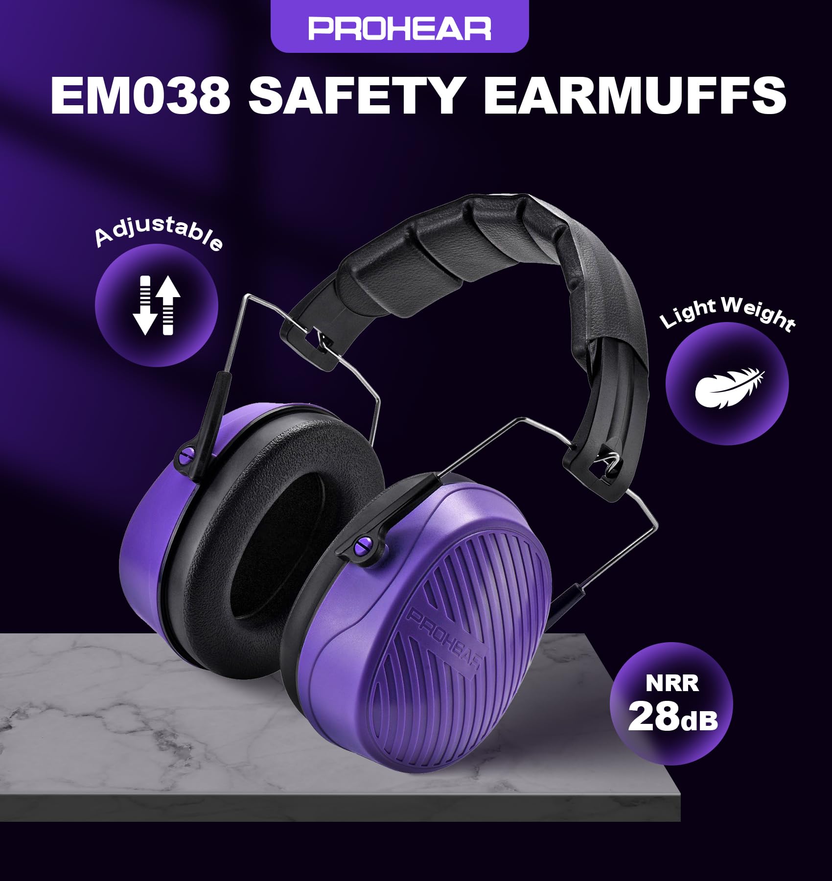 PROHEAR 038 ear protection earmuffs side profile