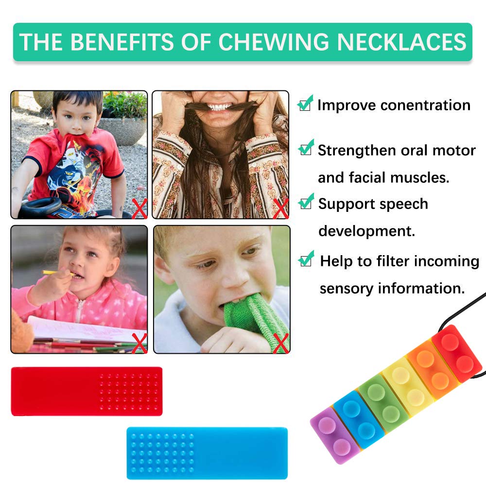 Promax rainbow color chew necklace for toddlers with autism