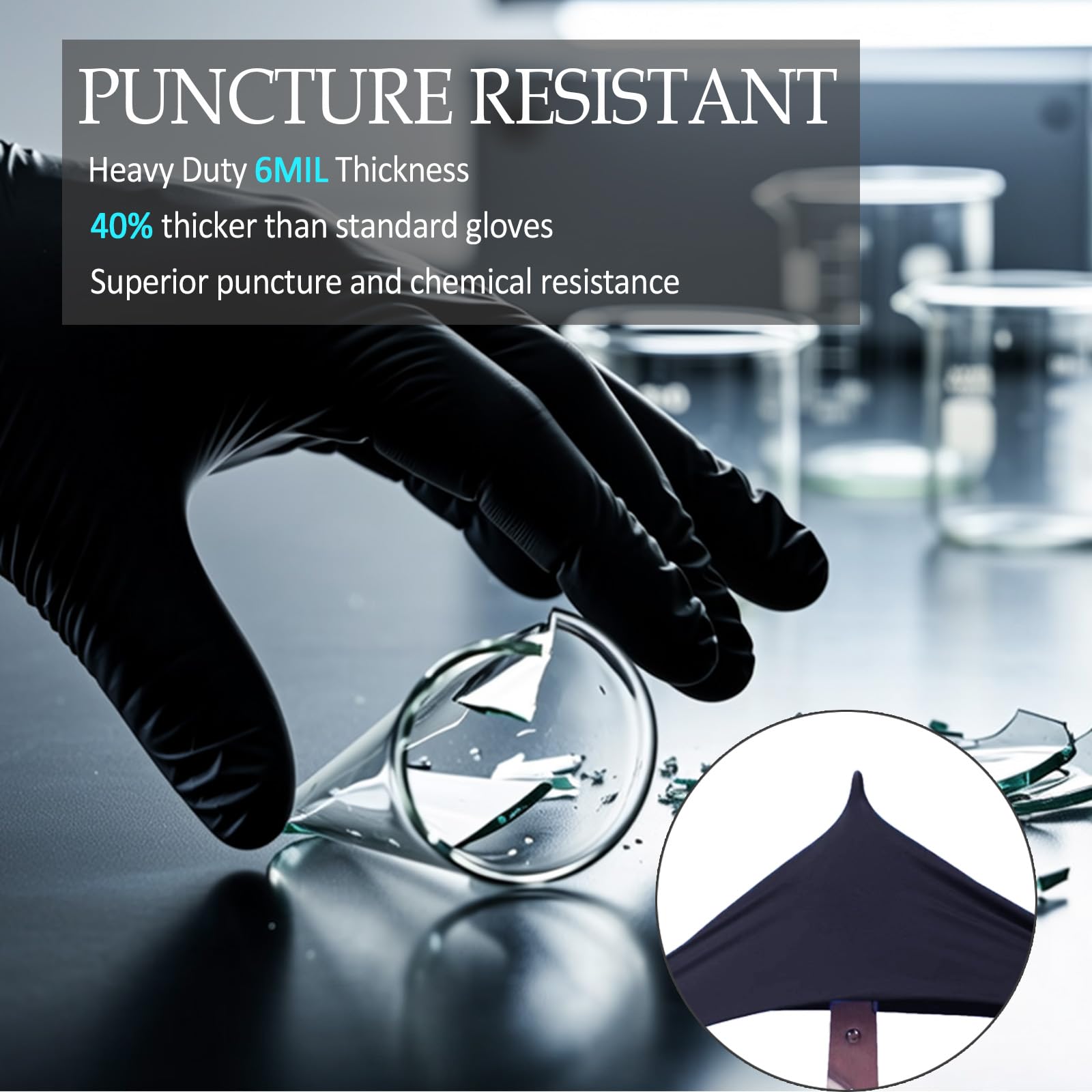 Professional use black nitrile gloves for cleaning and labs