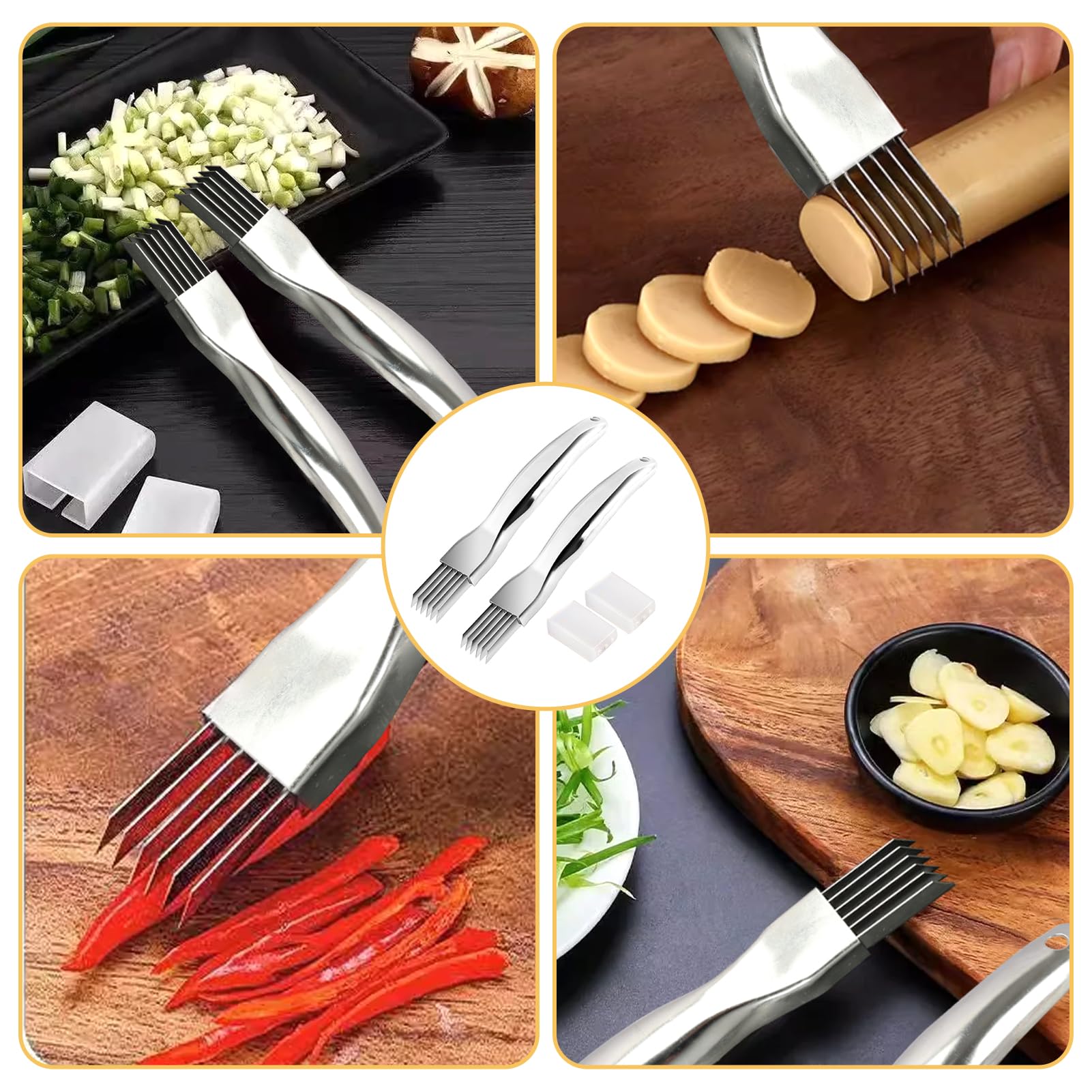 Protective blade covers for each knife included