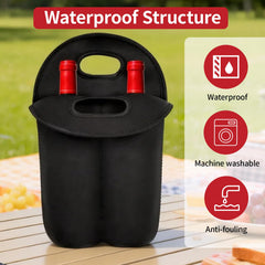 Water-resistant neoprene bottle carrier suitable for whiskey and wine