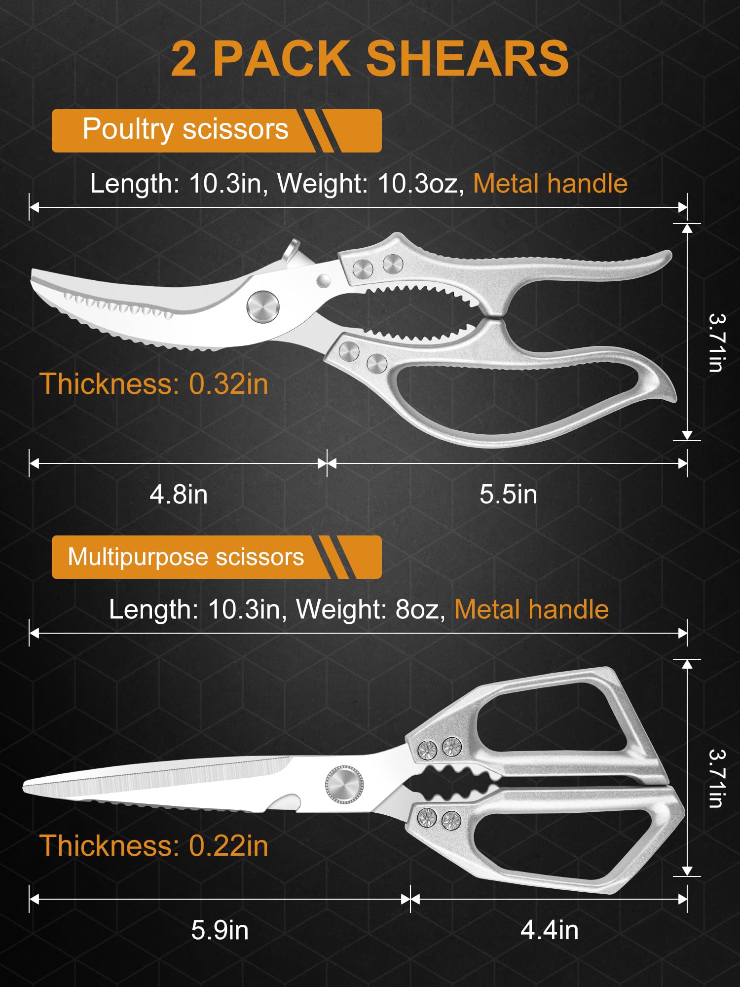 Spring loaded kitchen shears with spare springs