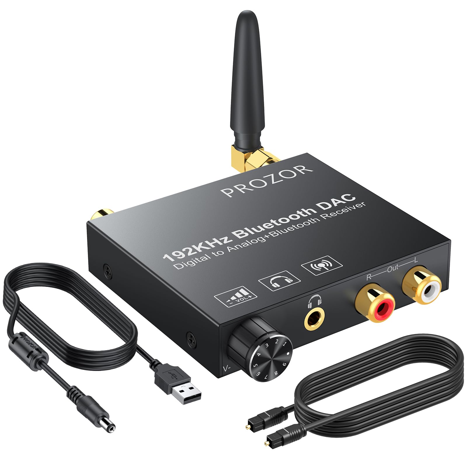 PROZOR 192kHz DAC Bluetooth Receiver front view