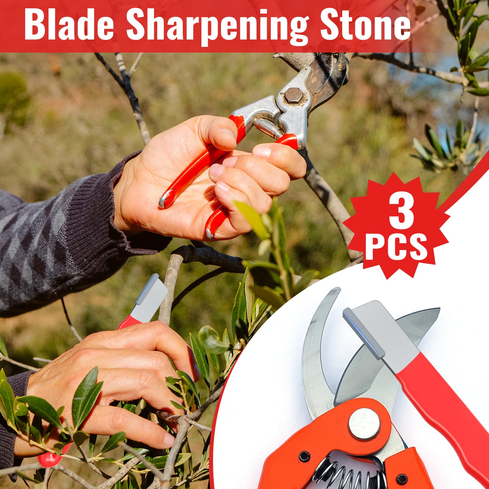 Three red sharpeners for pruners and knives Anglekai