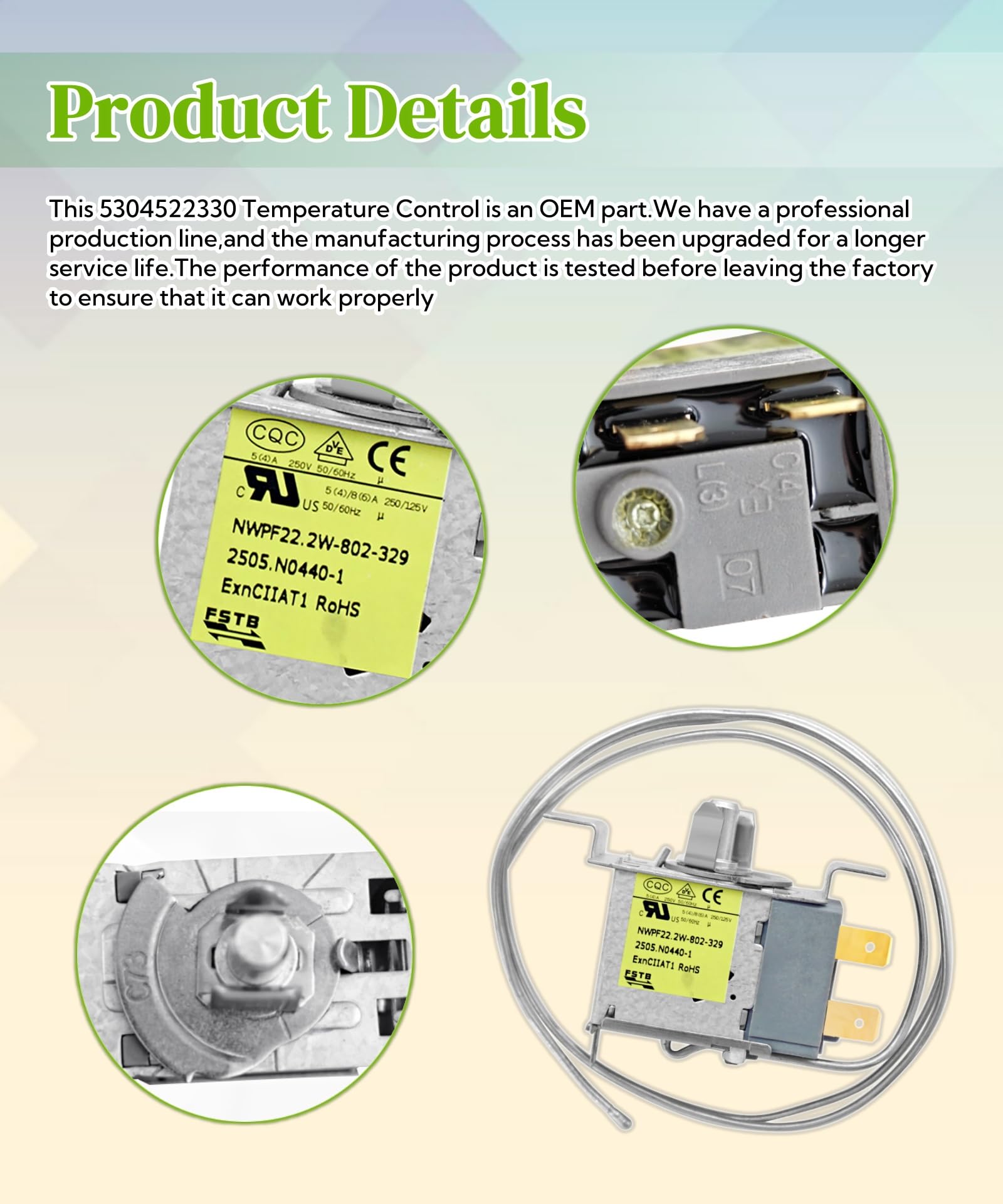 Thermostat replacement part 5304522330 for FFTR and LFTR models