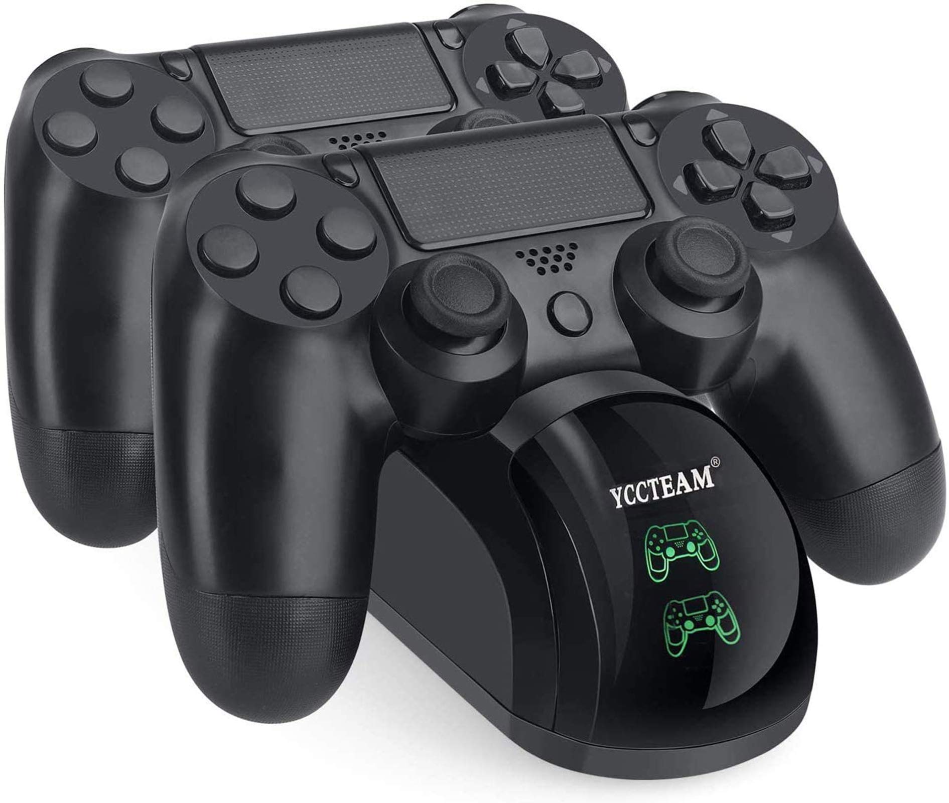 PS4 controller charger on black docking station
