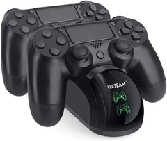 PS4 controller charger on black docking station