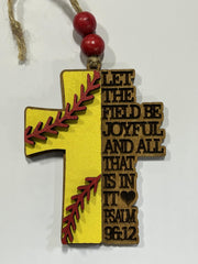 Psalm 96:12 Let the field be Joyful ornament text on wood