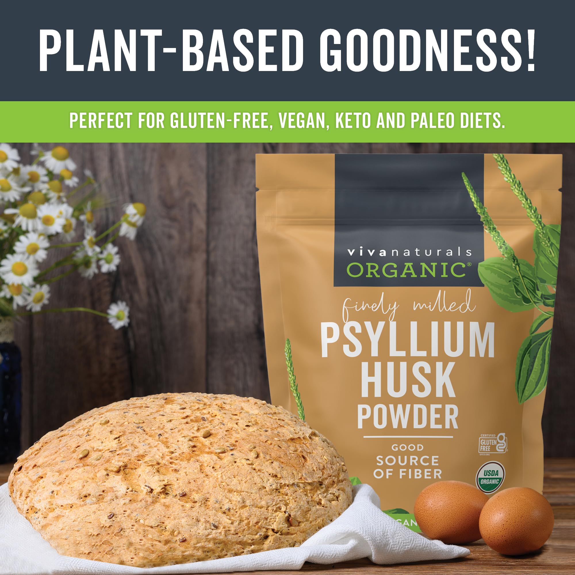 Psyllium husk powder unflavored 24 oz Viva Naturals