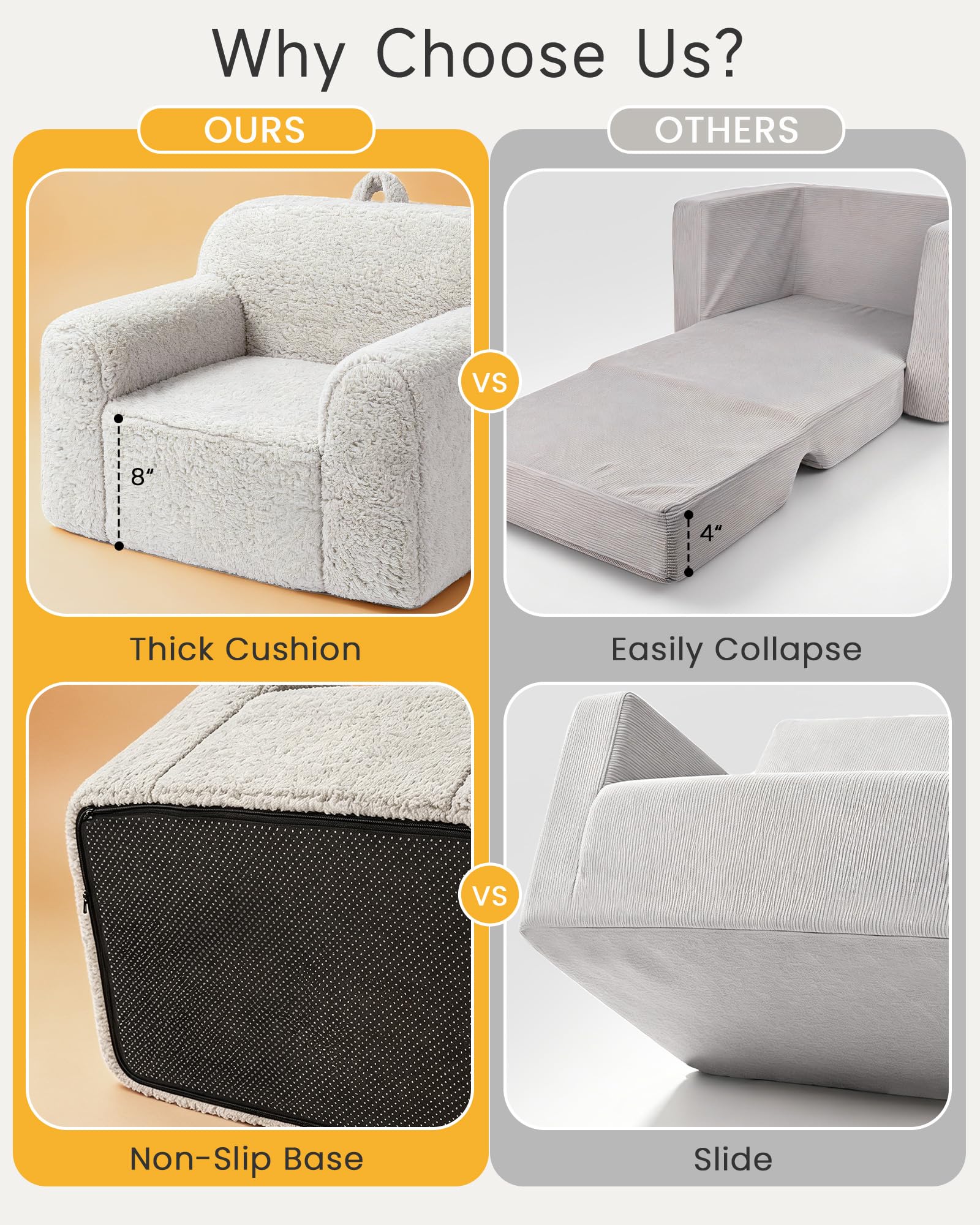 Safe rounded edges and sturdy armrests for toddlers