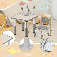 Height adjustable table and chair set for toddlers