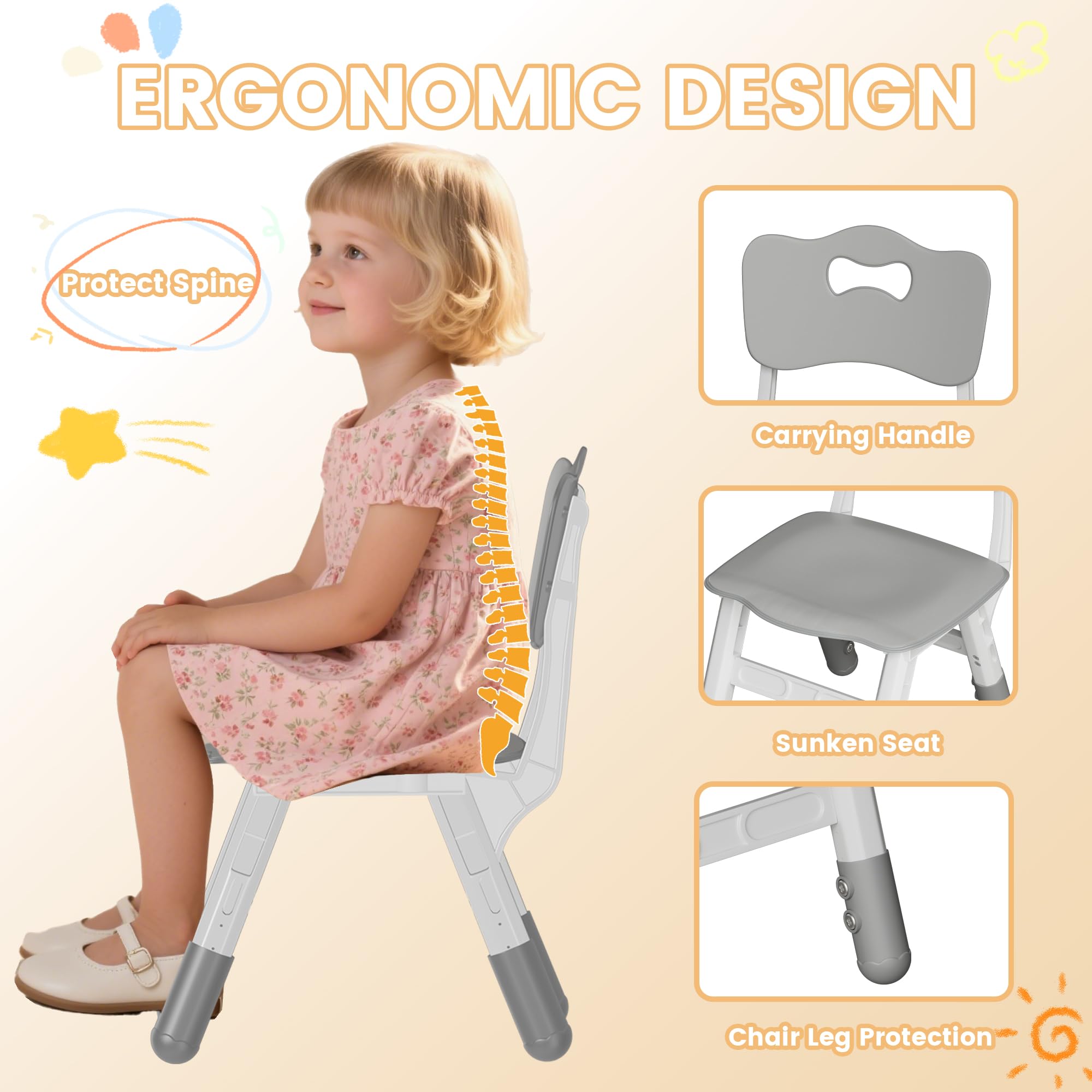 Non-slip feet on table and chairs