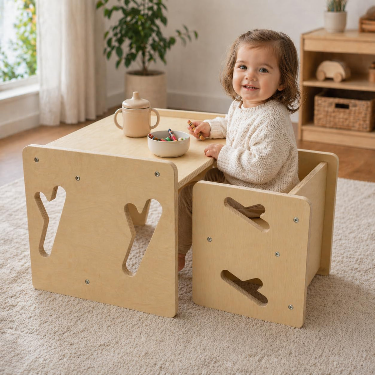 Puecrof Montessori Weaning Table and Chair toddler set