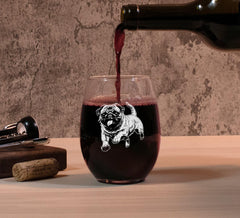 Pug dog lovers gift stemless wine glass 15 oz image 2