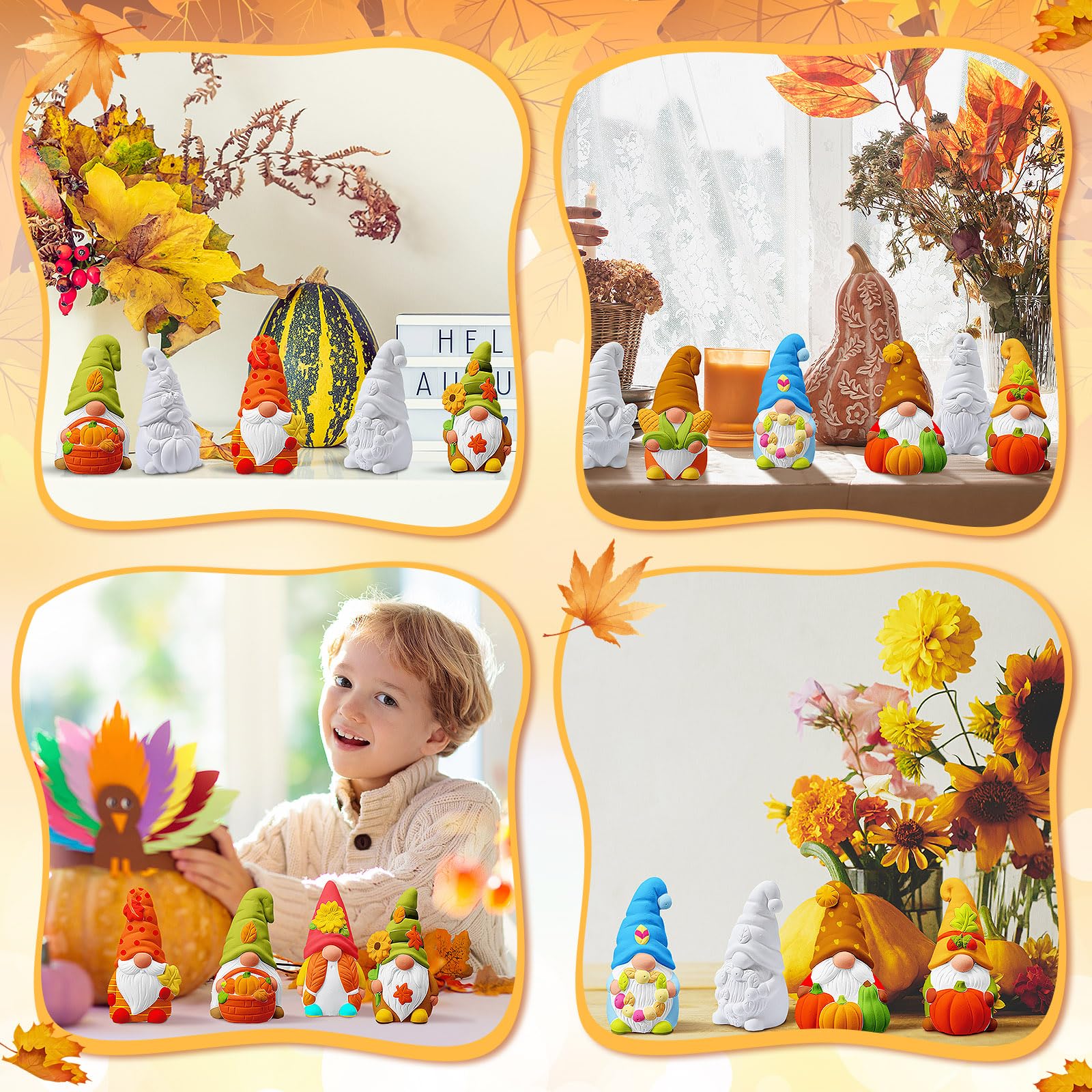 Thanksgiving gnome ceramics to paint kit for kids
