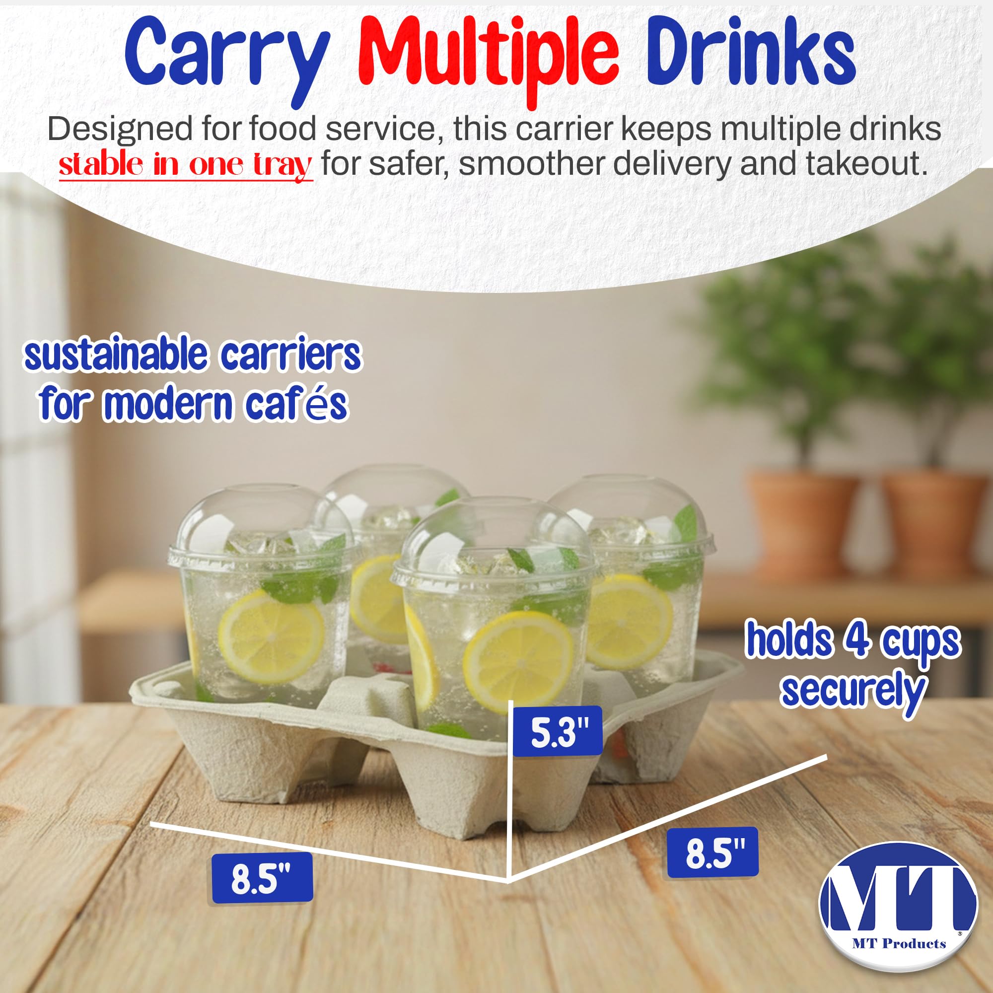 Pulp fiber cup carrier for 8-32 oz beverages MT Products