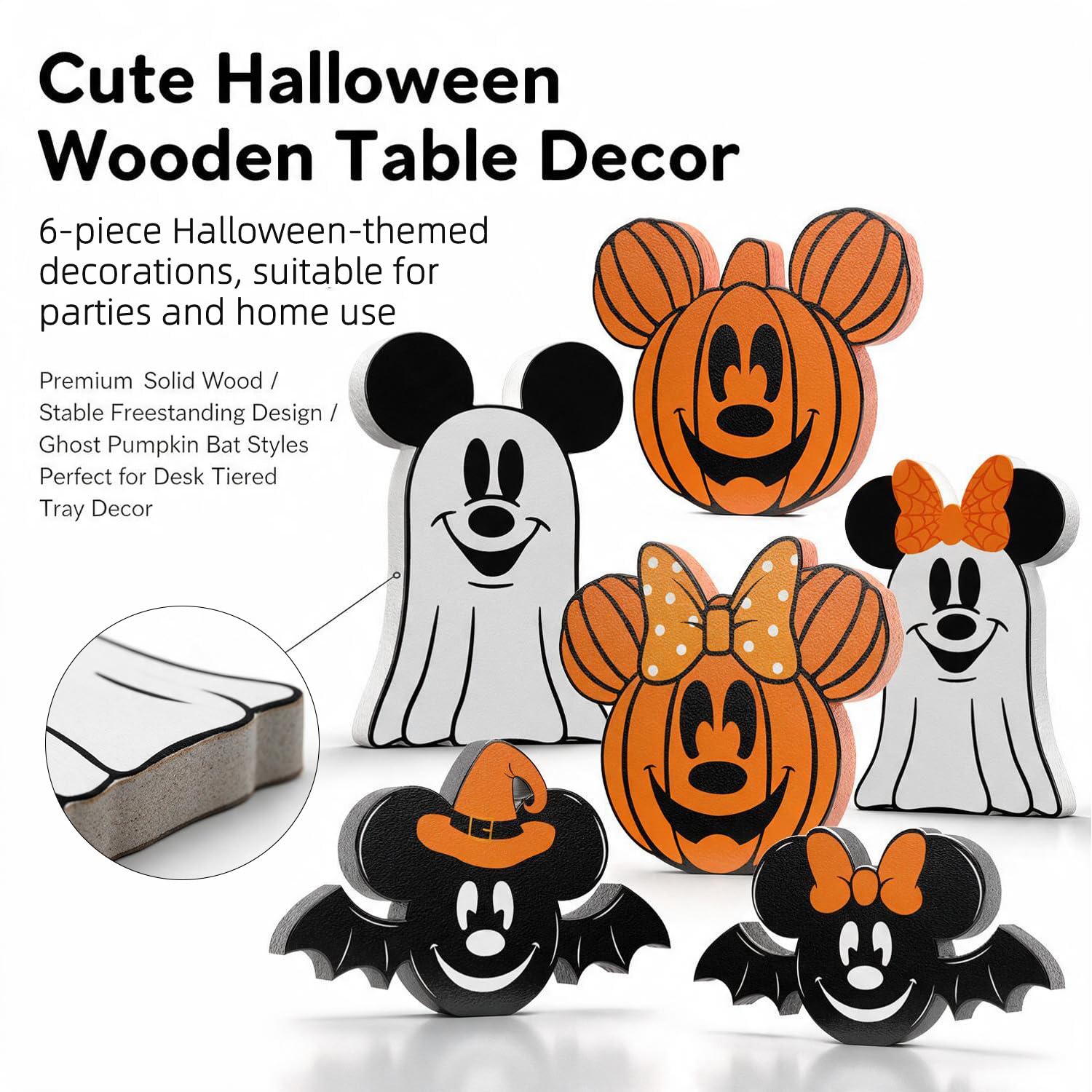 pumpkin ghost bat motifs wood decoration for indoor use