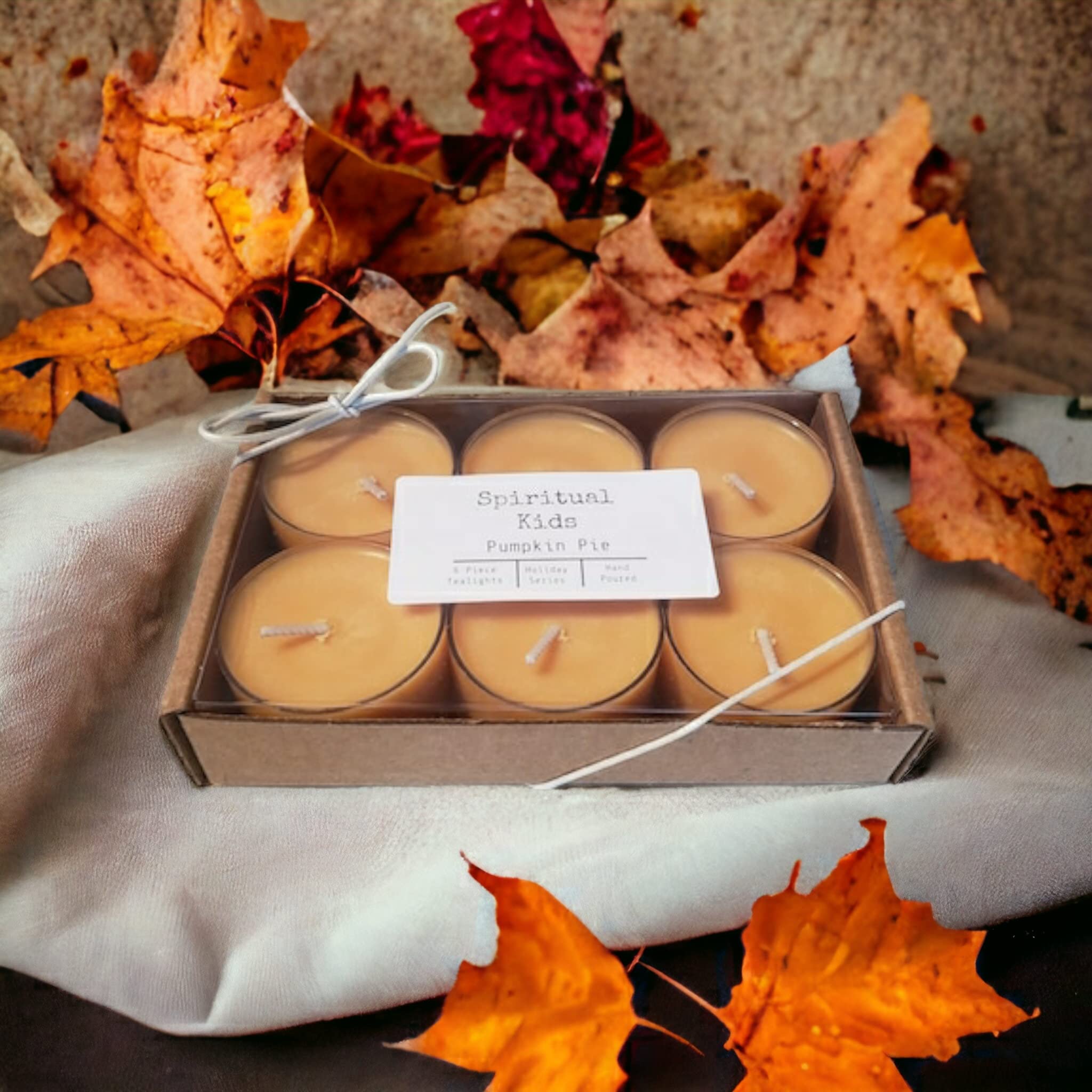Hand poured pumpkin pie scented tealights with essential oils image