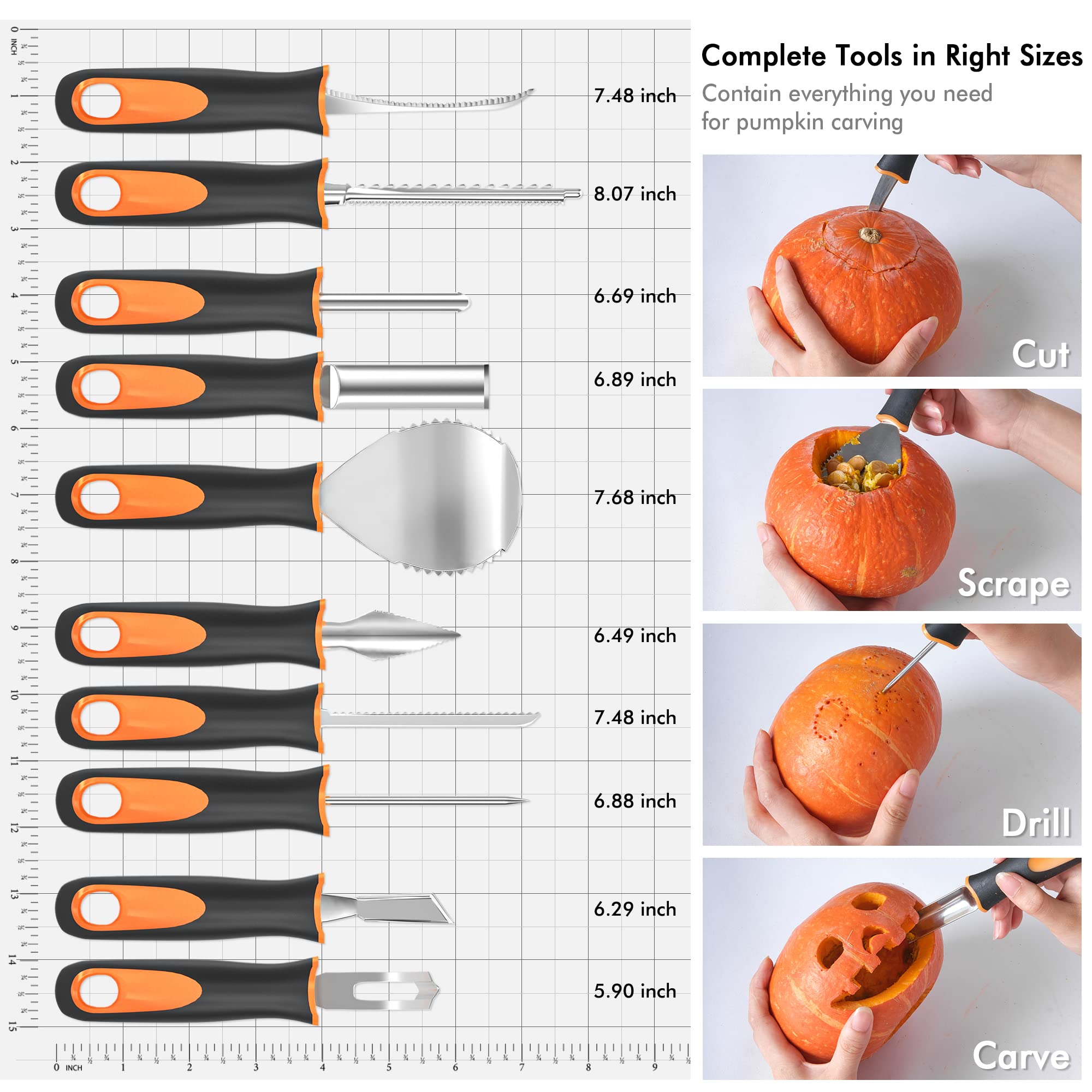 10 pumpkin stencils included for easy designs