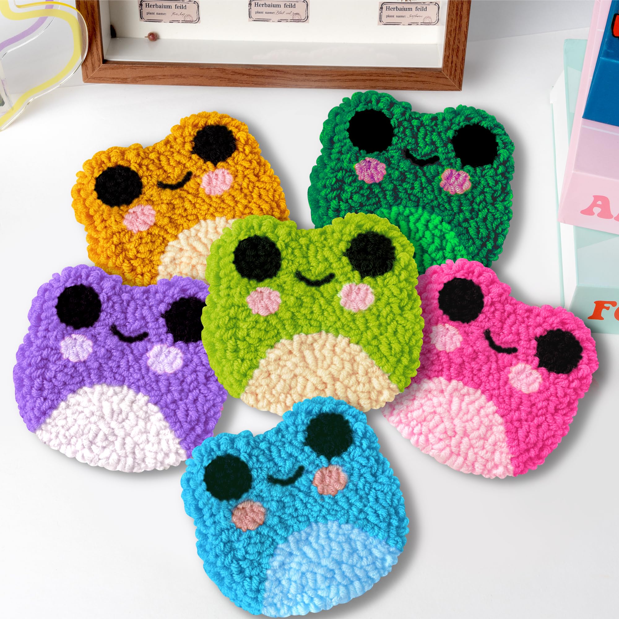 Adhesive felt sheets and yarn for coasters