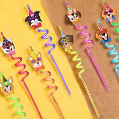 Puppy dog birthday straw measuring 9.05 inches tall