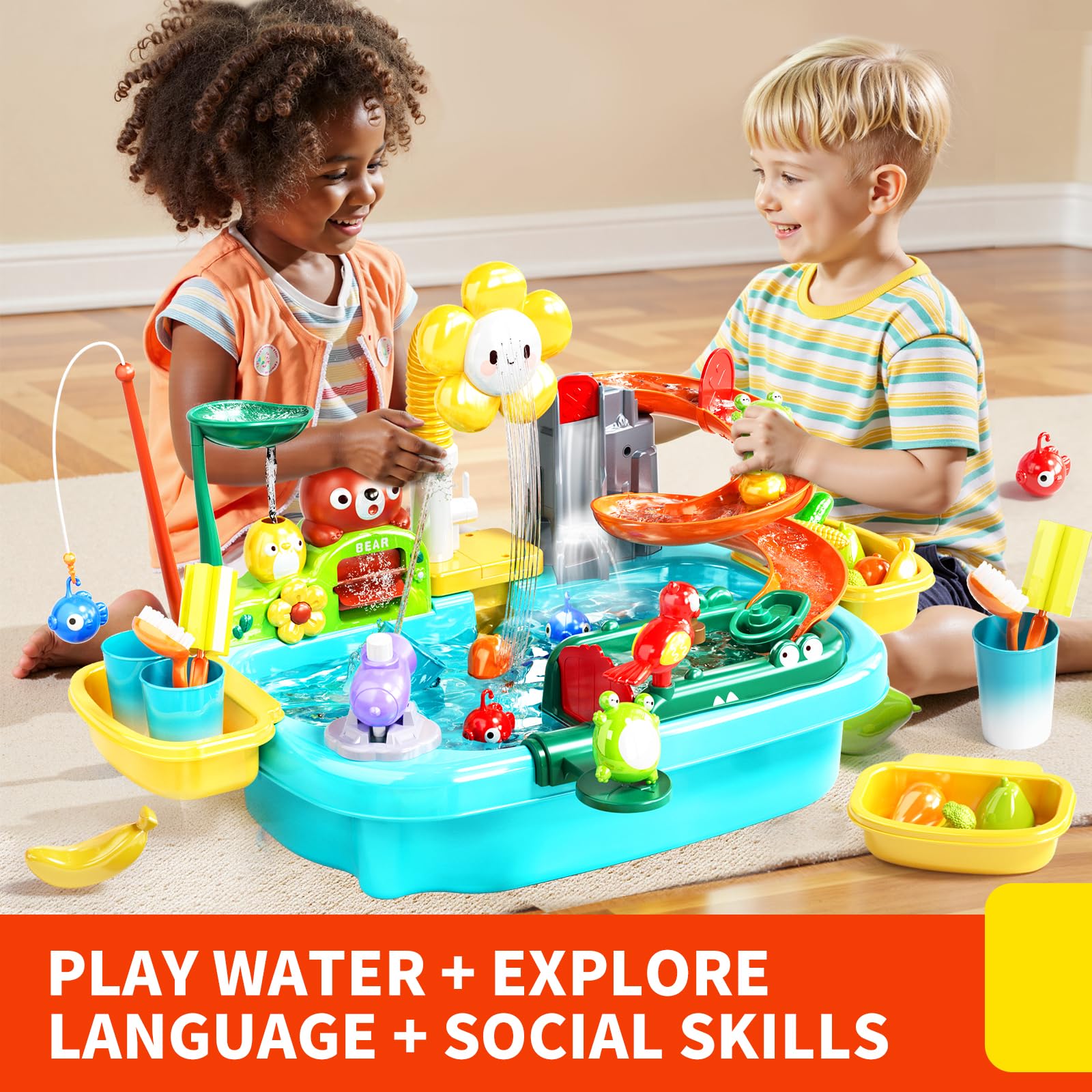Pupu Pig Water Table color changing cup in action