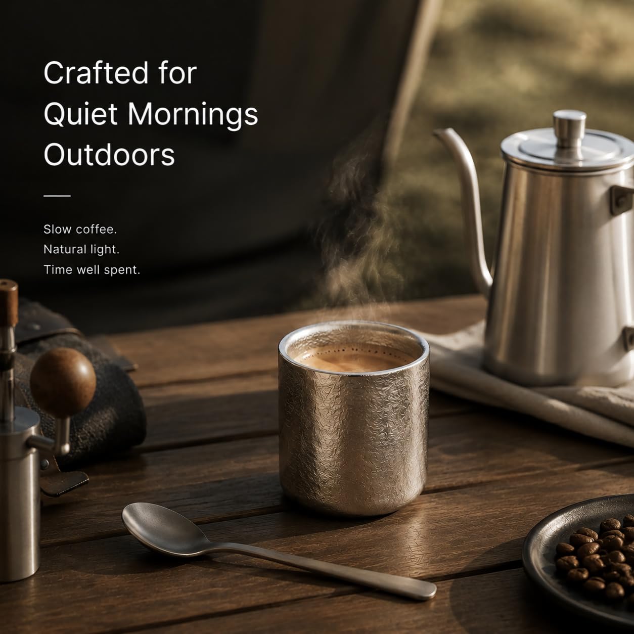 Pure titanium cup with uncoated interior for espresso