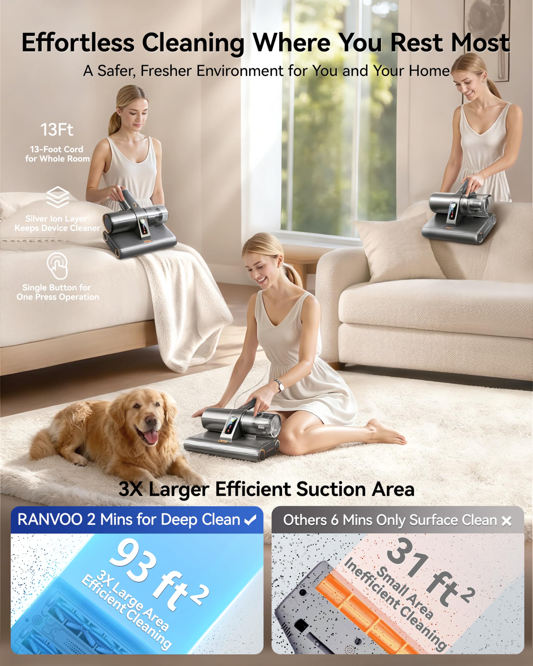 Corded gray PureMatt Pro device for bed sofa and carpet cleaning