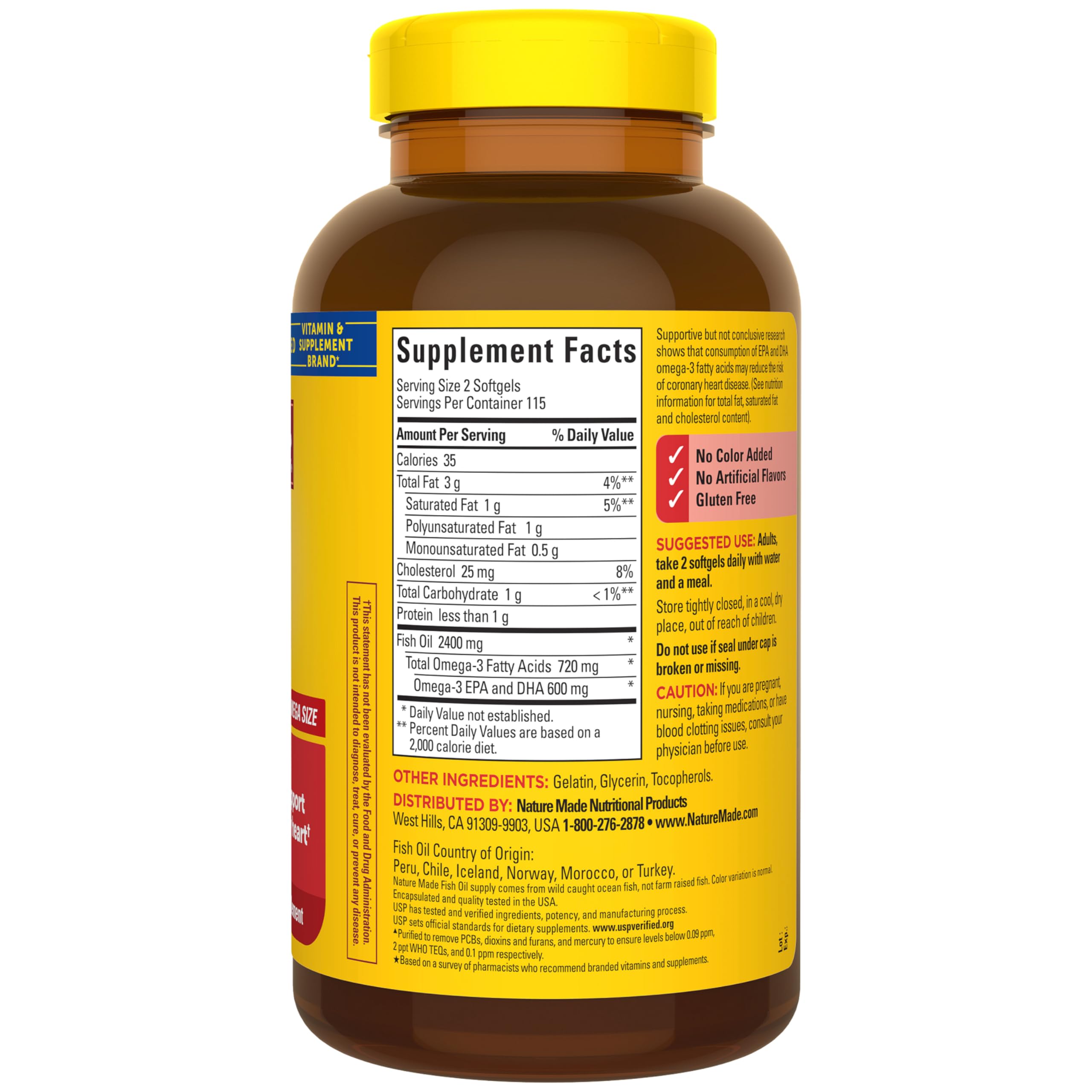 Heart health support Nature Made Fish Oil 1200 mg softgels