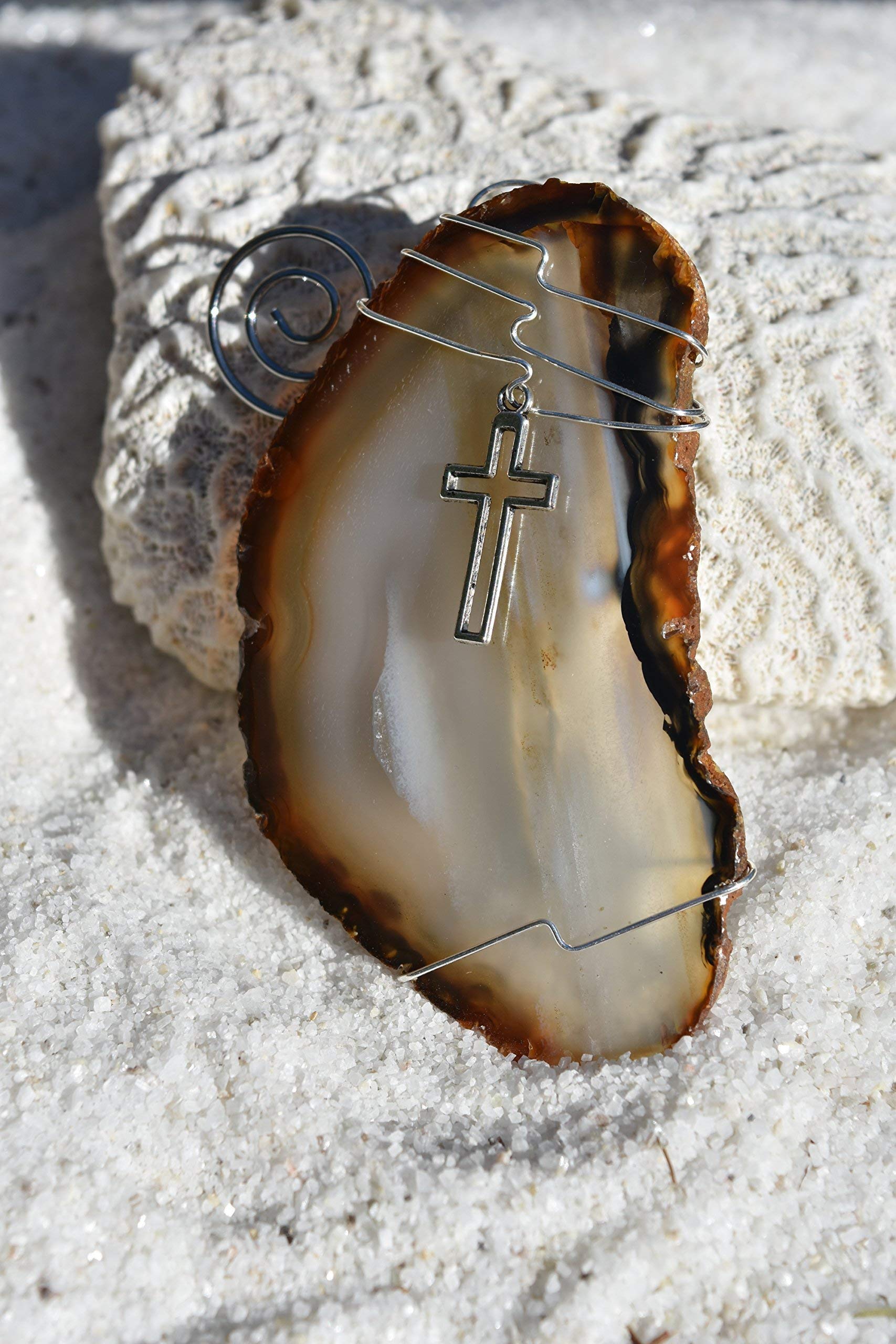 Purple color agate slice ornament highlight