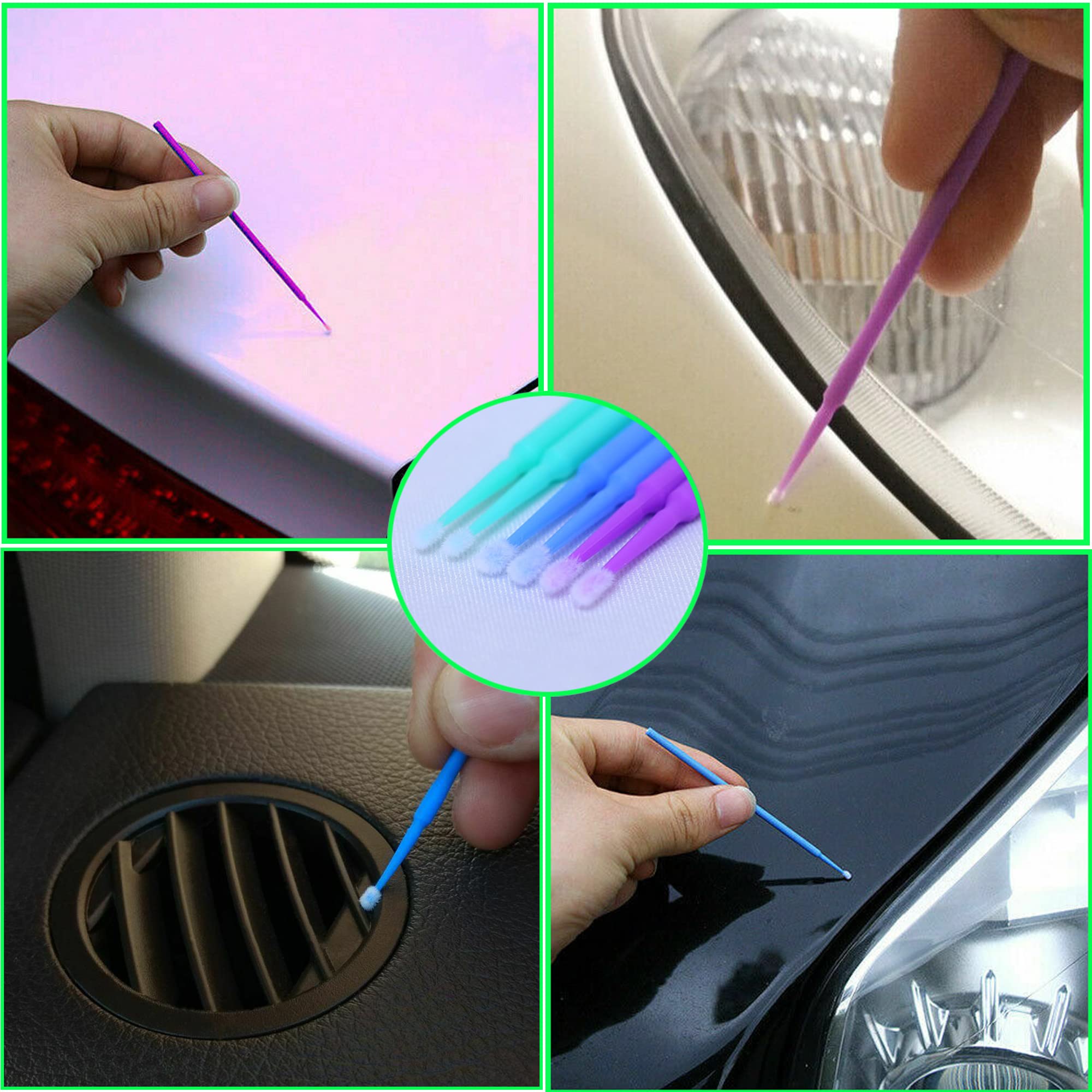Three color disposable micro applicators set with storage