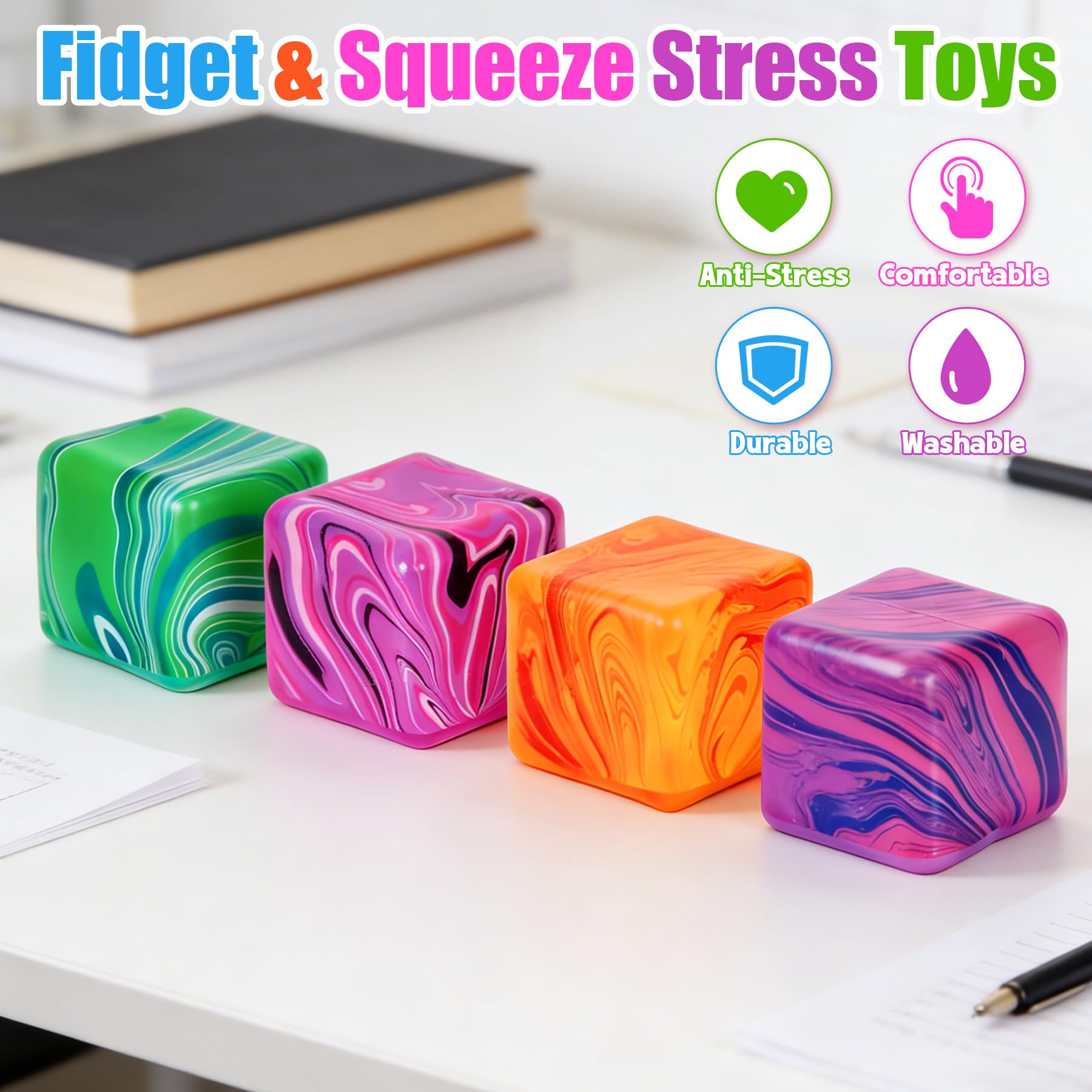 Green stress cube squishies 2 inch fidget toy