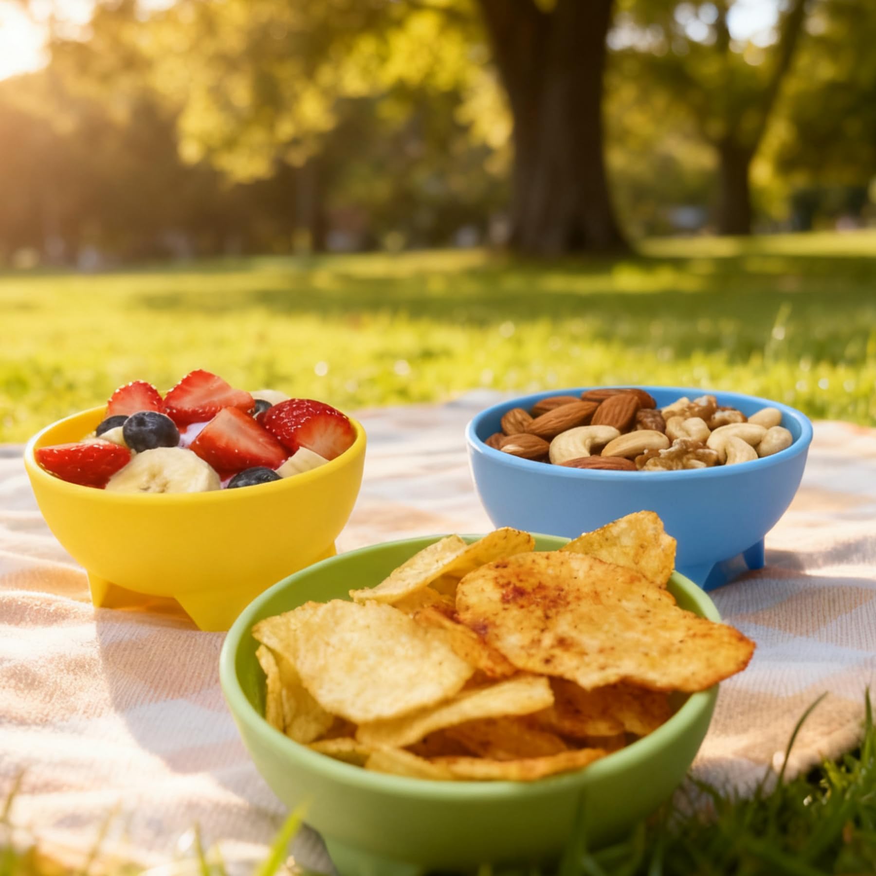 Set includes 12 pieces of colorfast bowls for serving