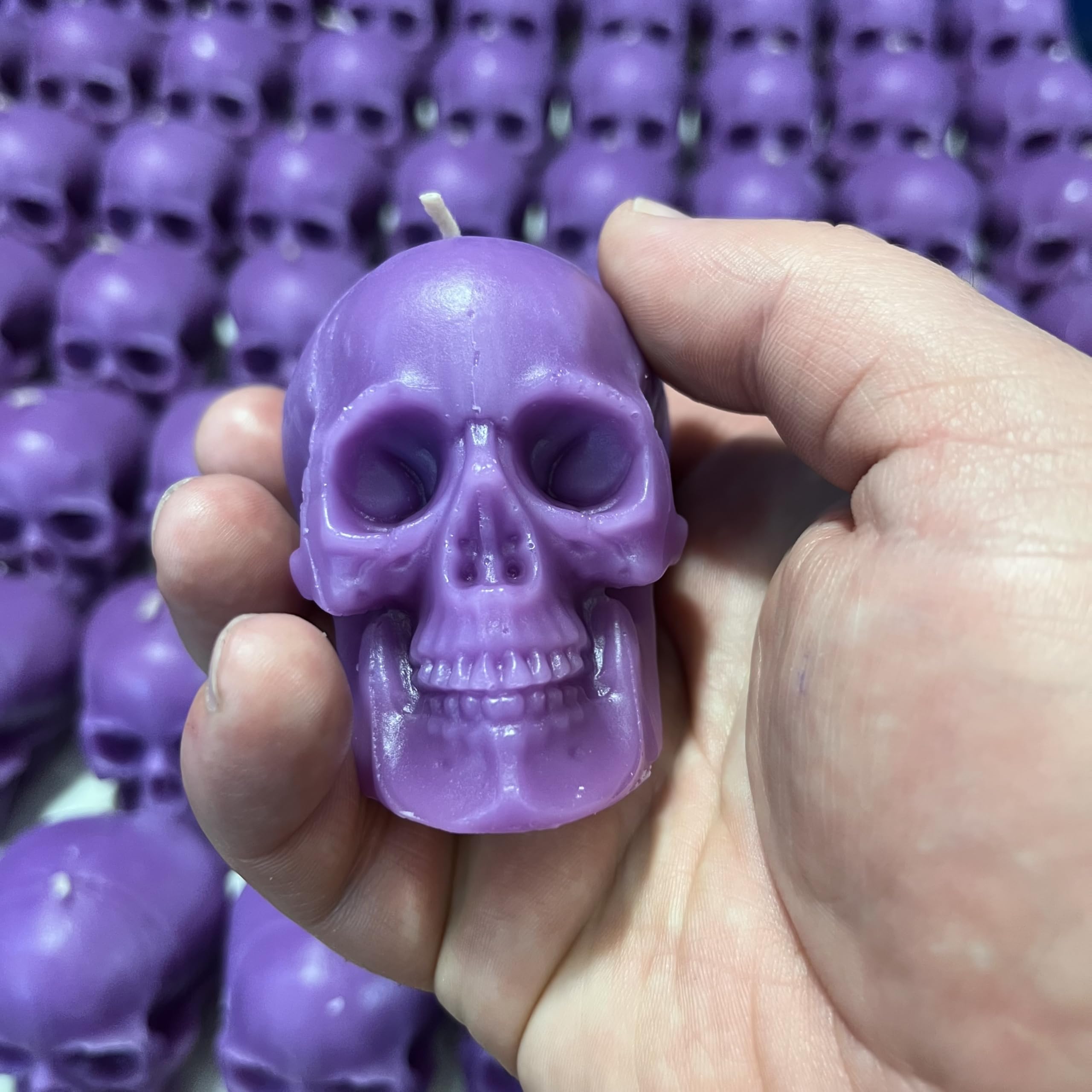 Purple skull candle set for 7th chakra work and meditation