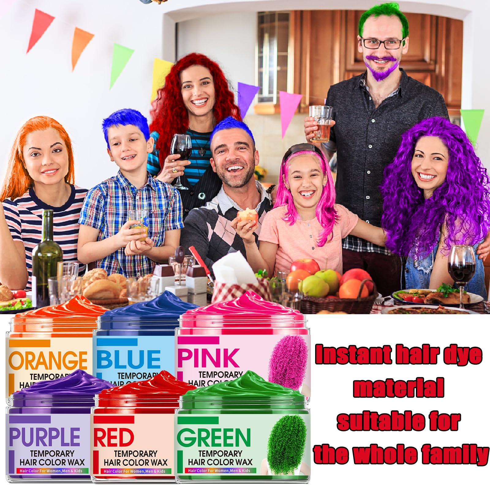 Purple color wax from the six color temporary hair color wax set