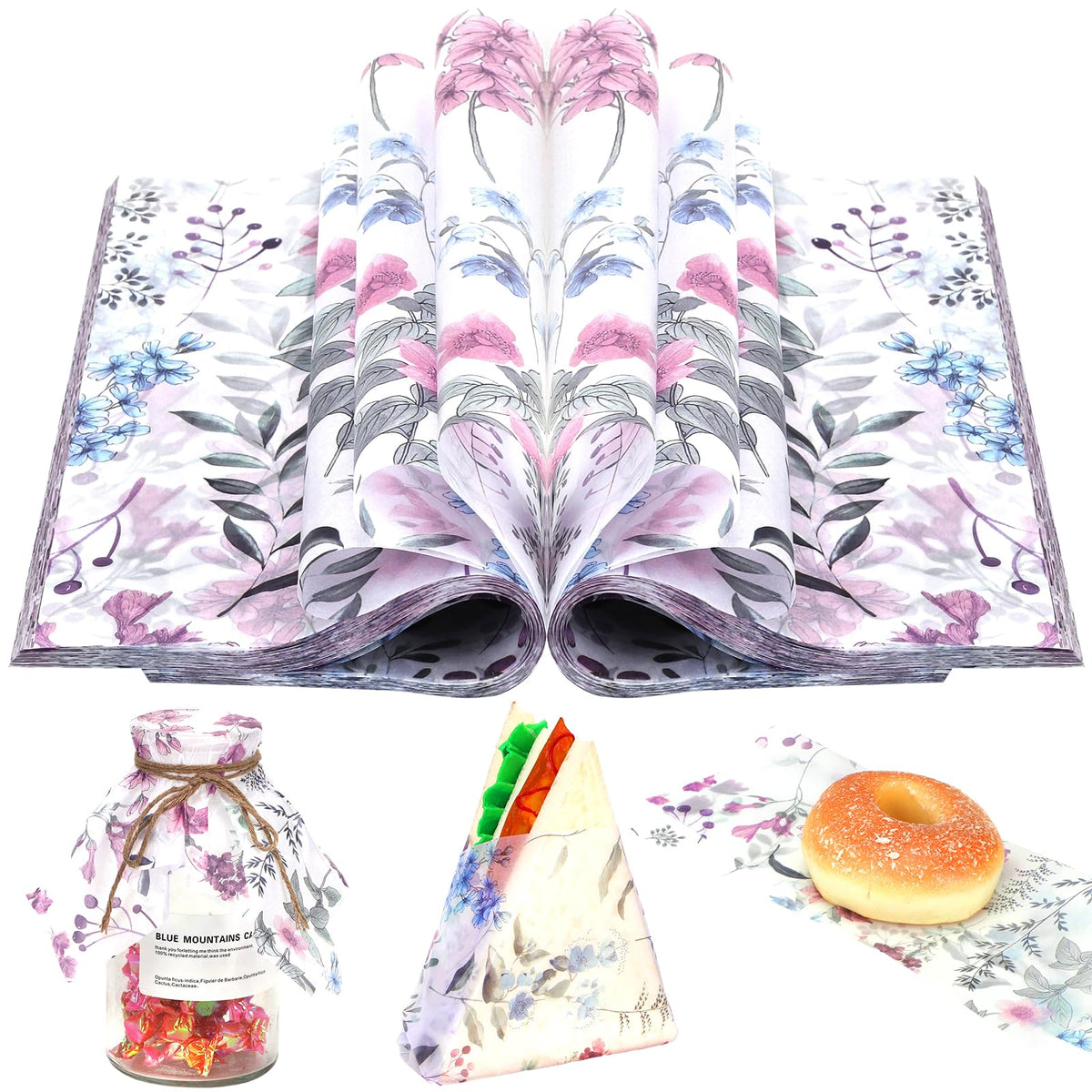 Purple wildflower food wax paper 150 sheets