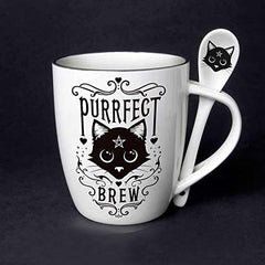 Purrfect Brew mug with spoon rest by Alchemy England