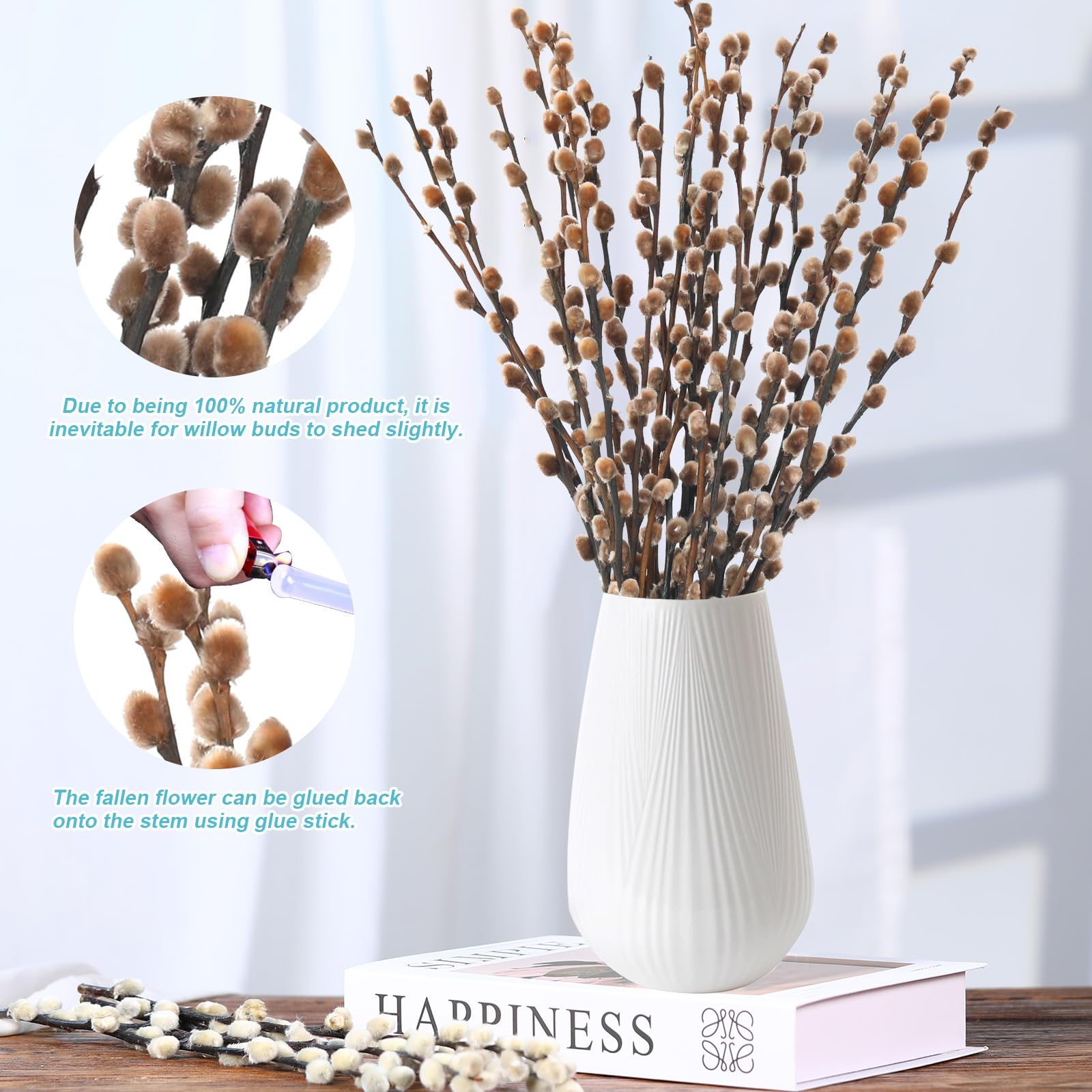 Winter and spring floral arrangements with PussyWillow branches