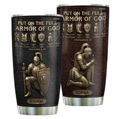 20oz stainless steel tumbler with personalized nameplate for Put On The Full Amor Of God